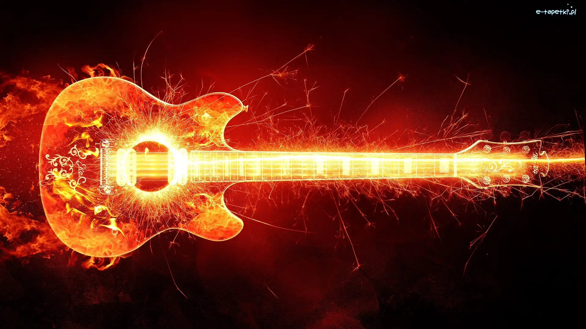 Grafika, Ogień, Gitara