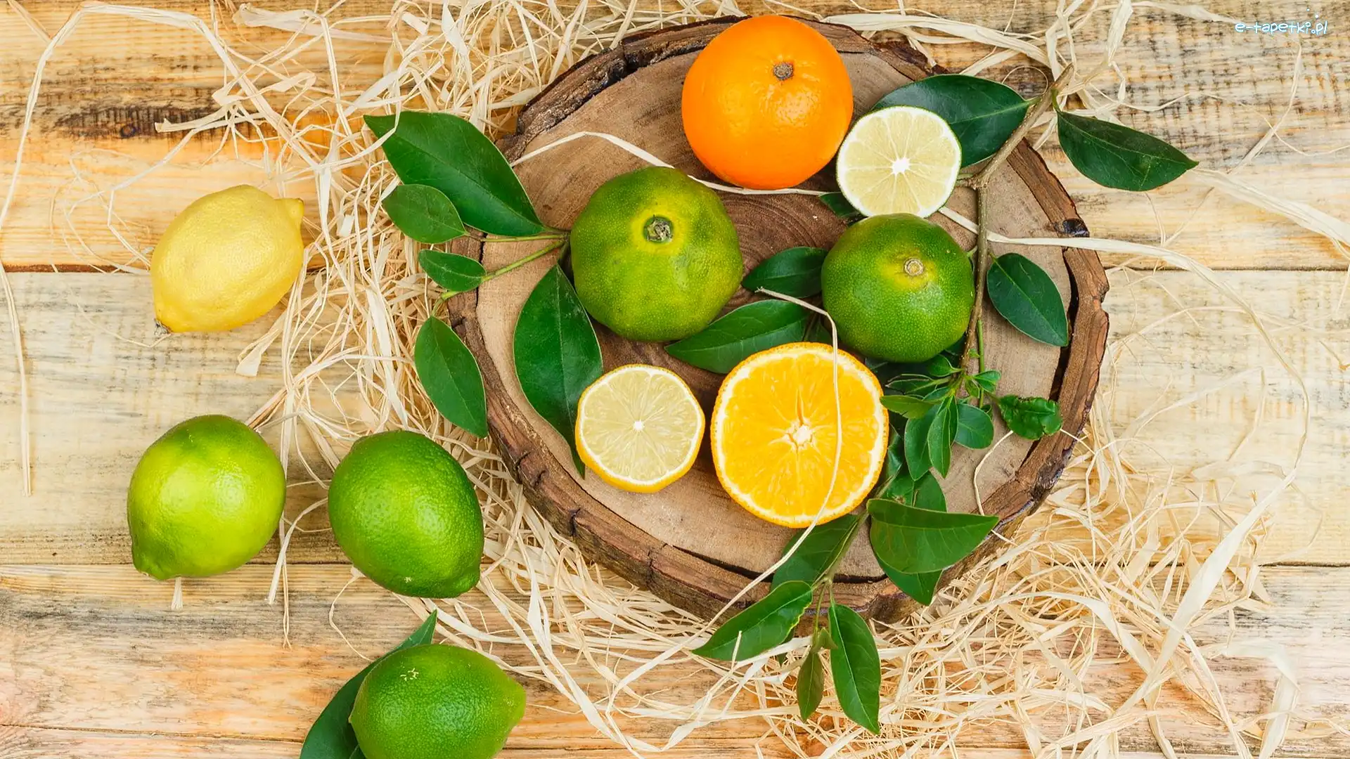 Pomarańcze, Limonki, Cytryny, Deski, Drewno