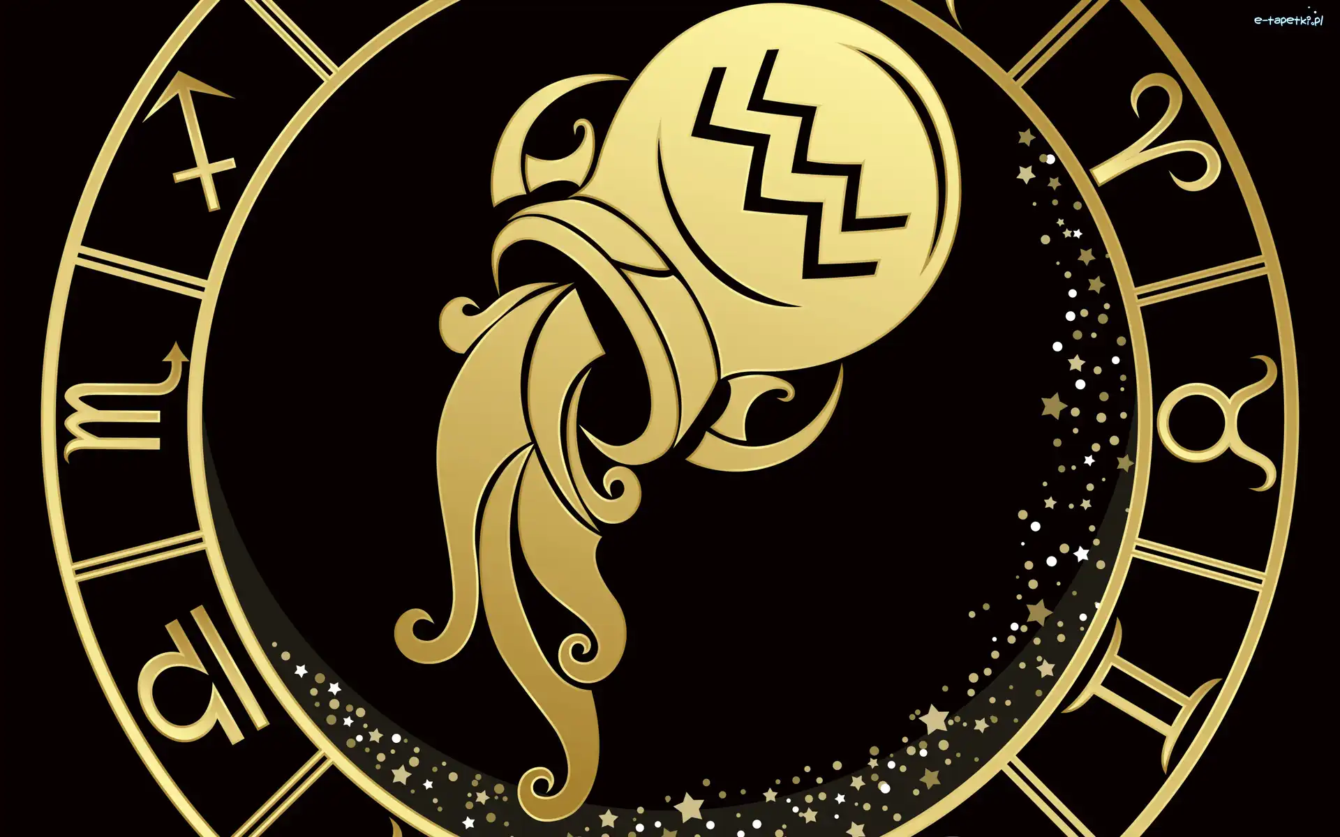 Wodnik, Tło, Czarne, Znak zodiaku
