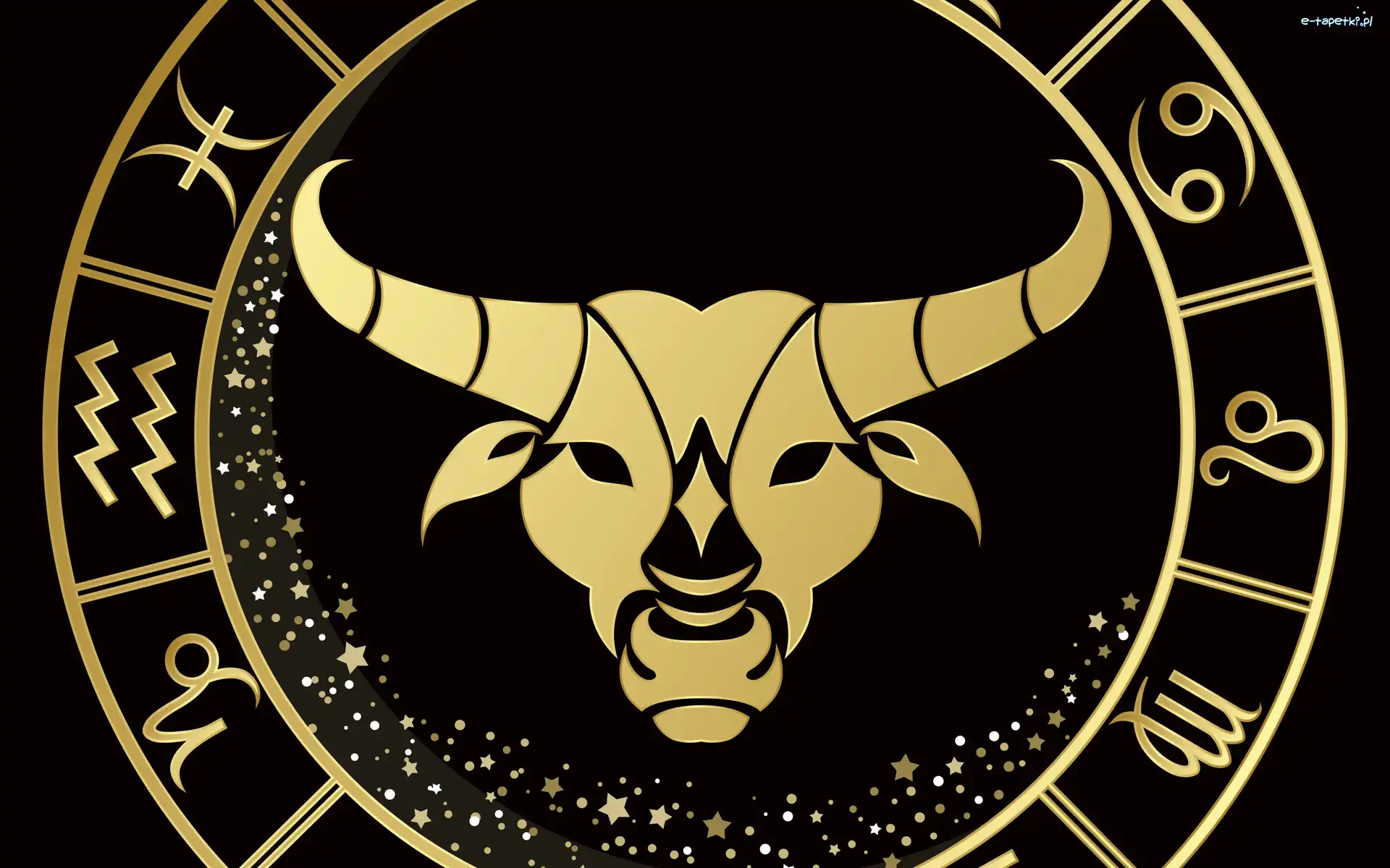 Złoty, Byk, Znak zodiaku, Tło, Czarne