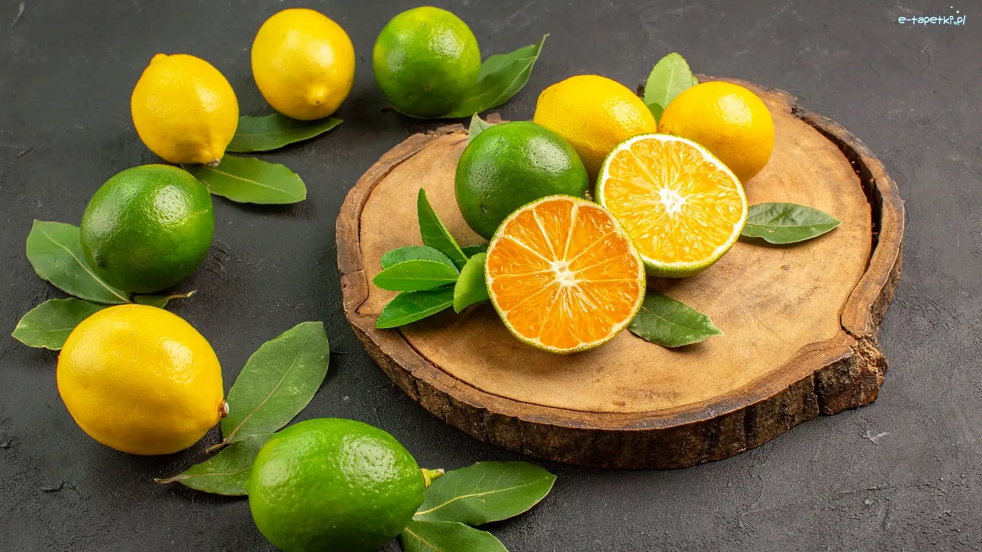 Cytryny, Drewno, Liście, Limonki