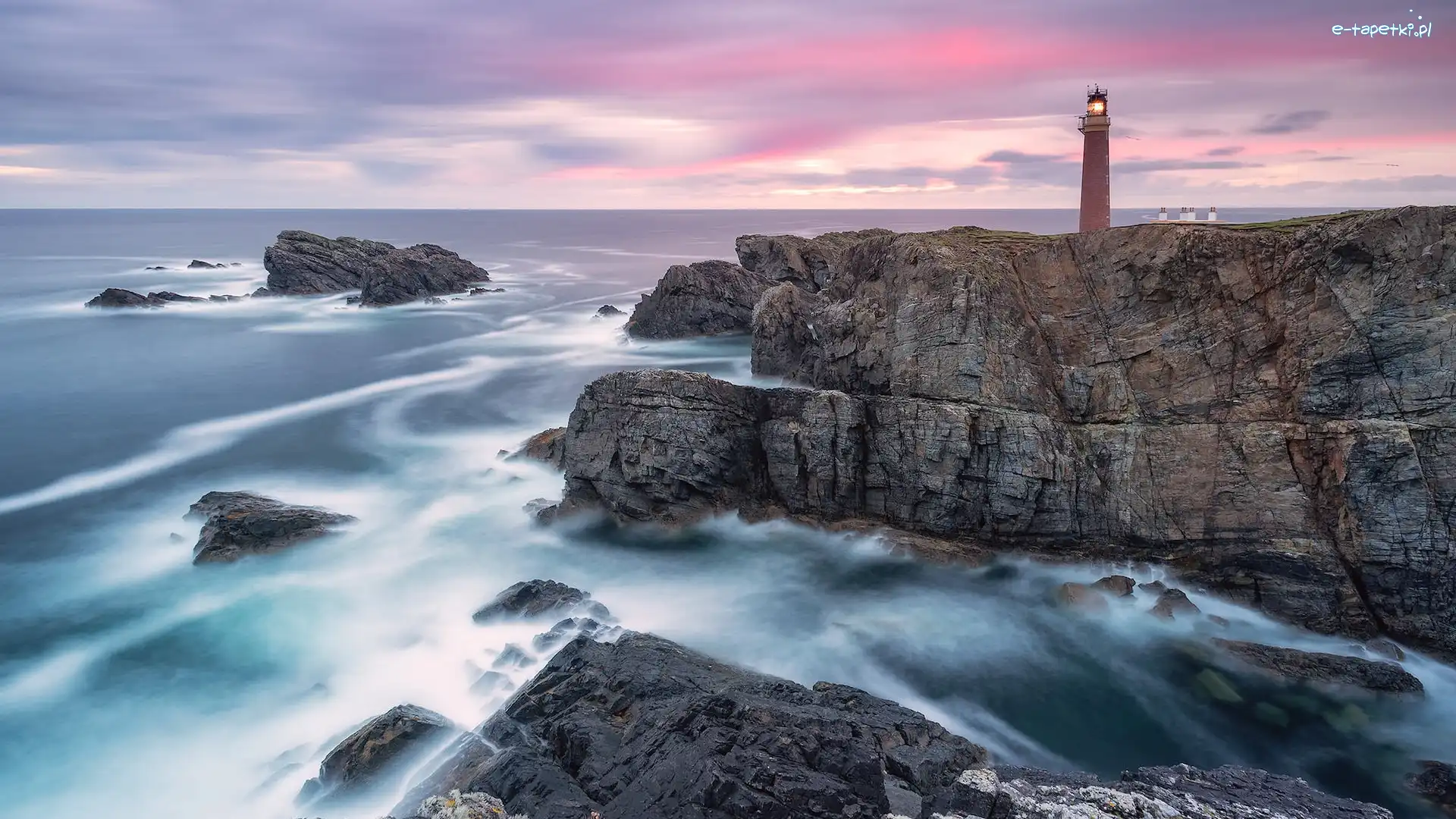 Latarnia morska, Skały, Szkocja, Butt of Lewis Lighthouse, Wybrzeże, Morze