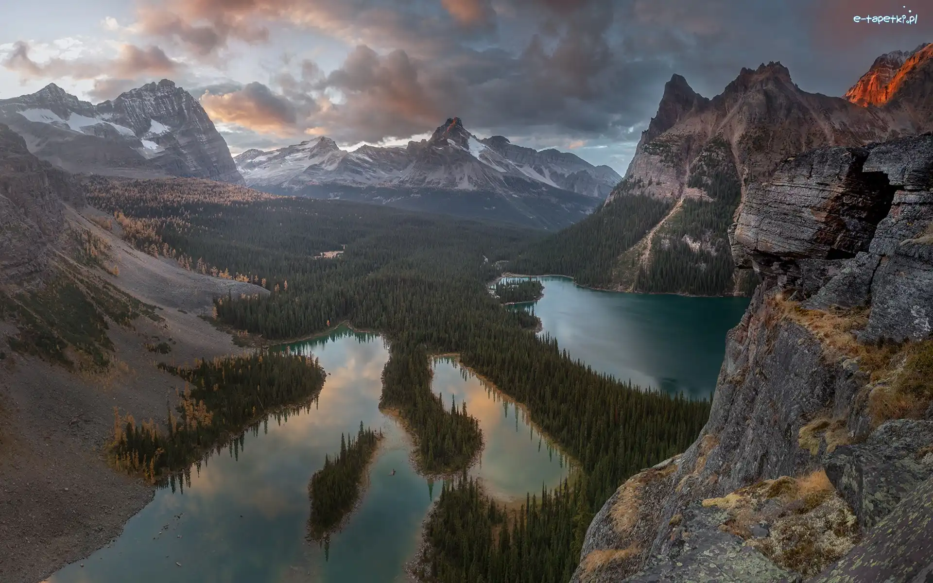 Las, Kolumbia Brytyjska, Chmury, Góry, Jeziora, Mary Lake, Lake OHara, Kanada, Park Narodowy Yoho, Drzewa