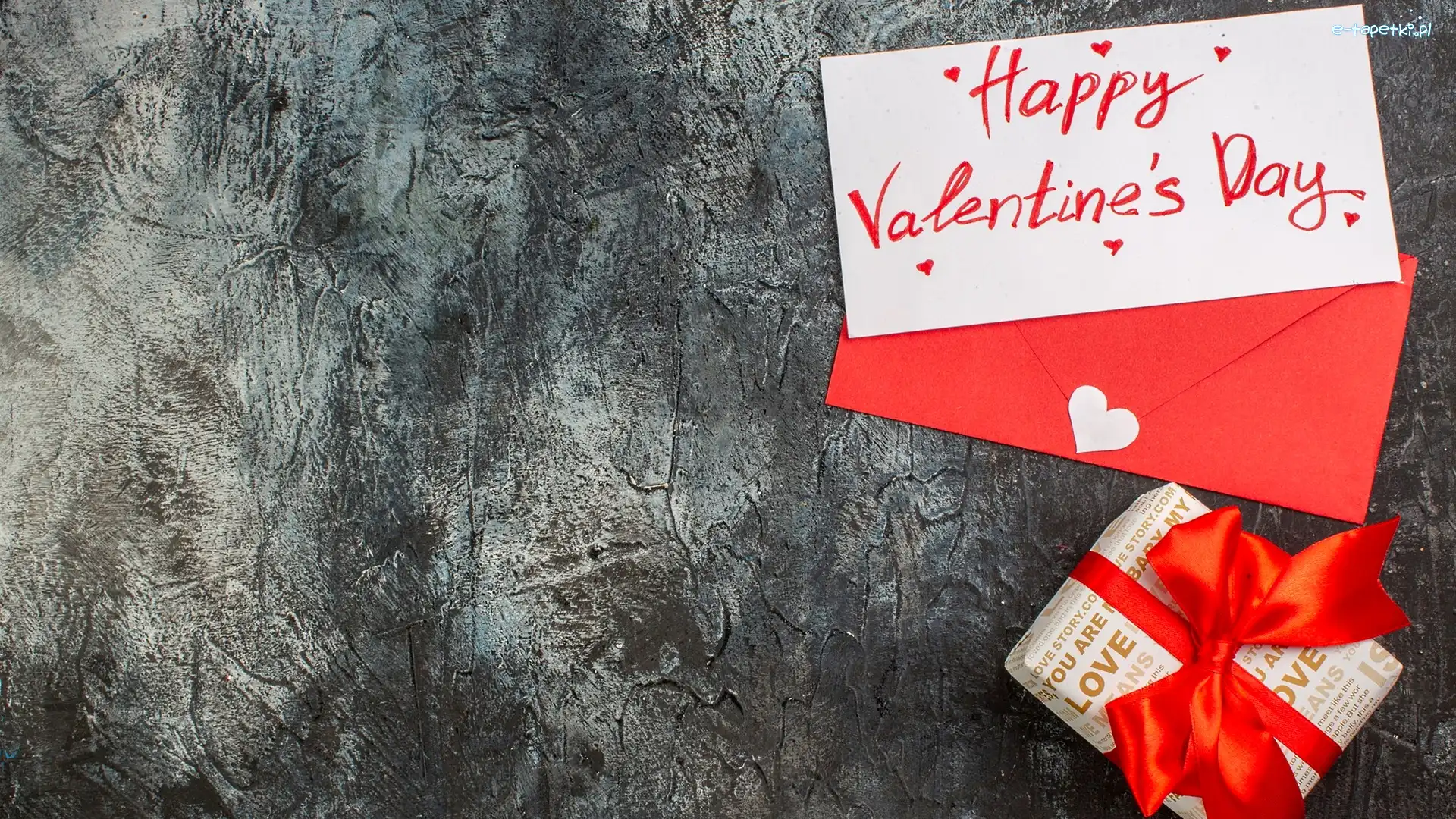 Walentynki, Napis, Kartka, Prezent, Happy Valentines Day