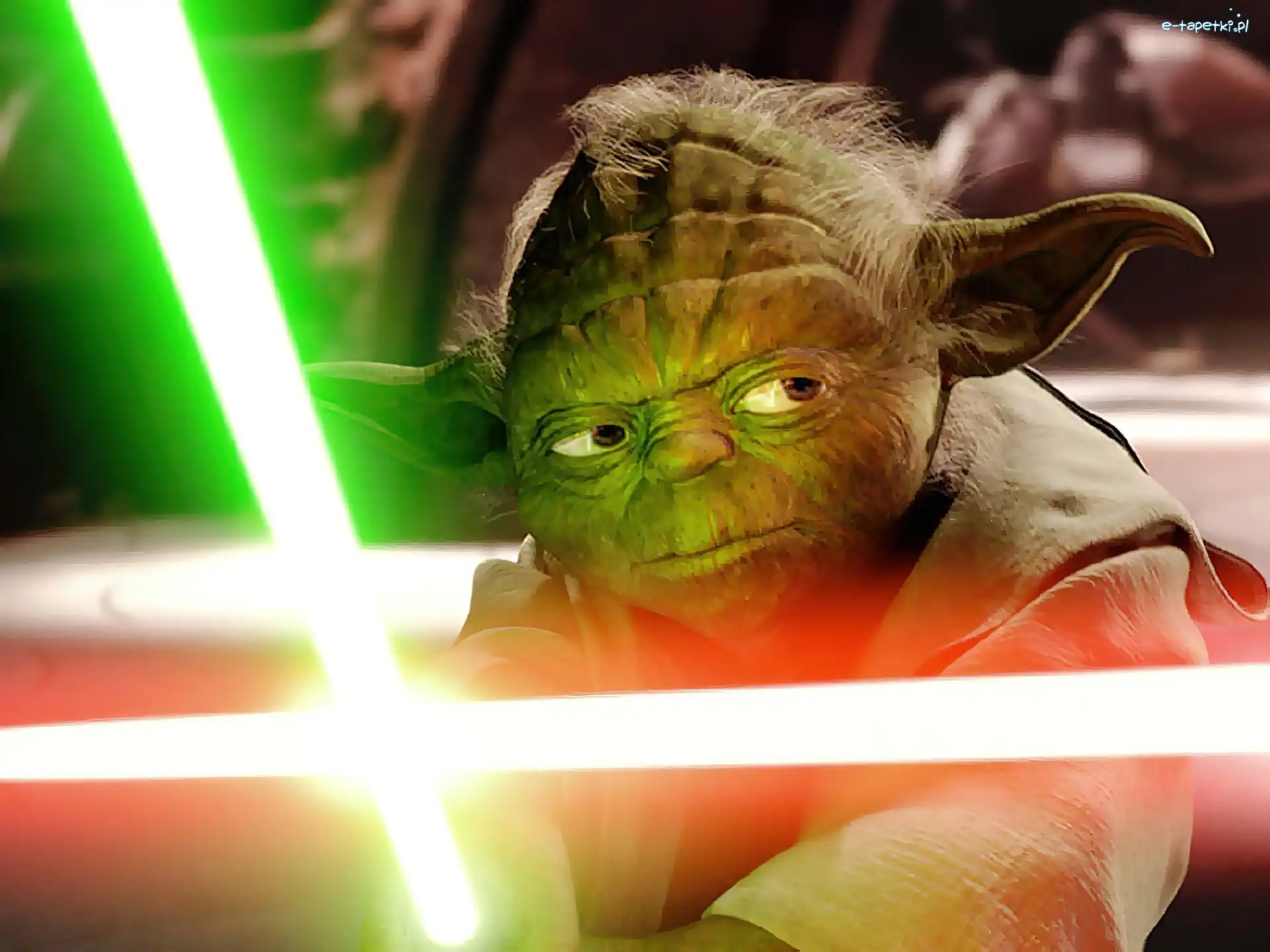 Star Wars, laser, twarz, Yoda