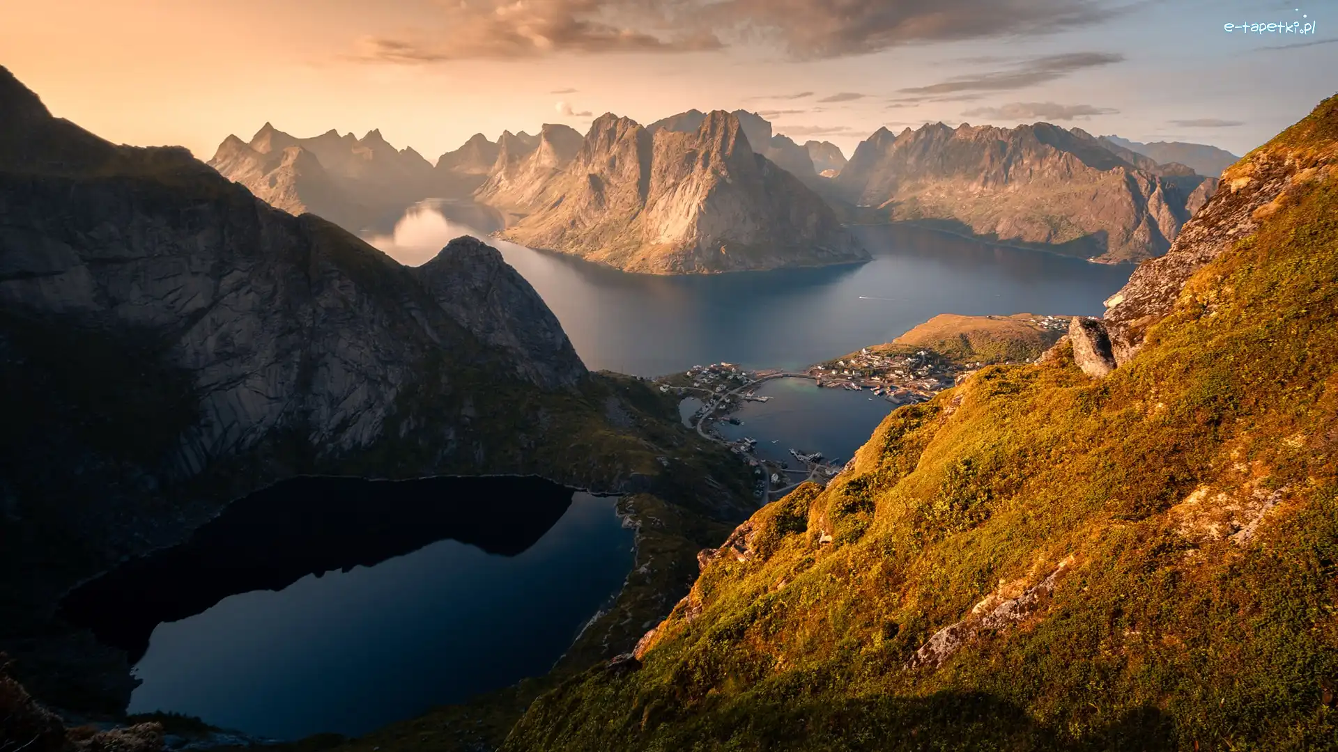 Góry, Wioski, Lofoty, Norwegia, Morze Norweskie
