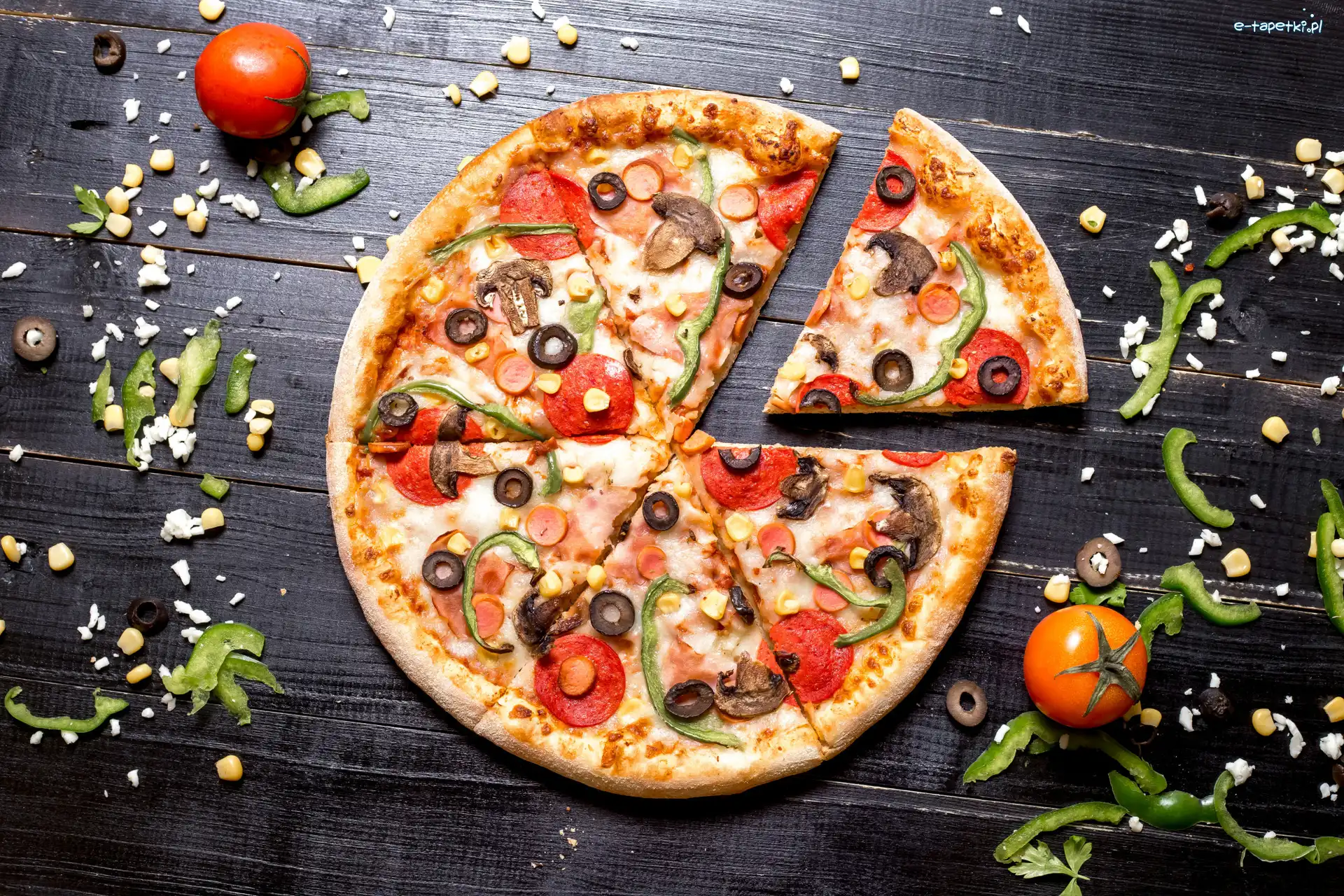 Pizza, Warzywa, Pepperoni, Pokrojona