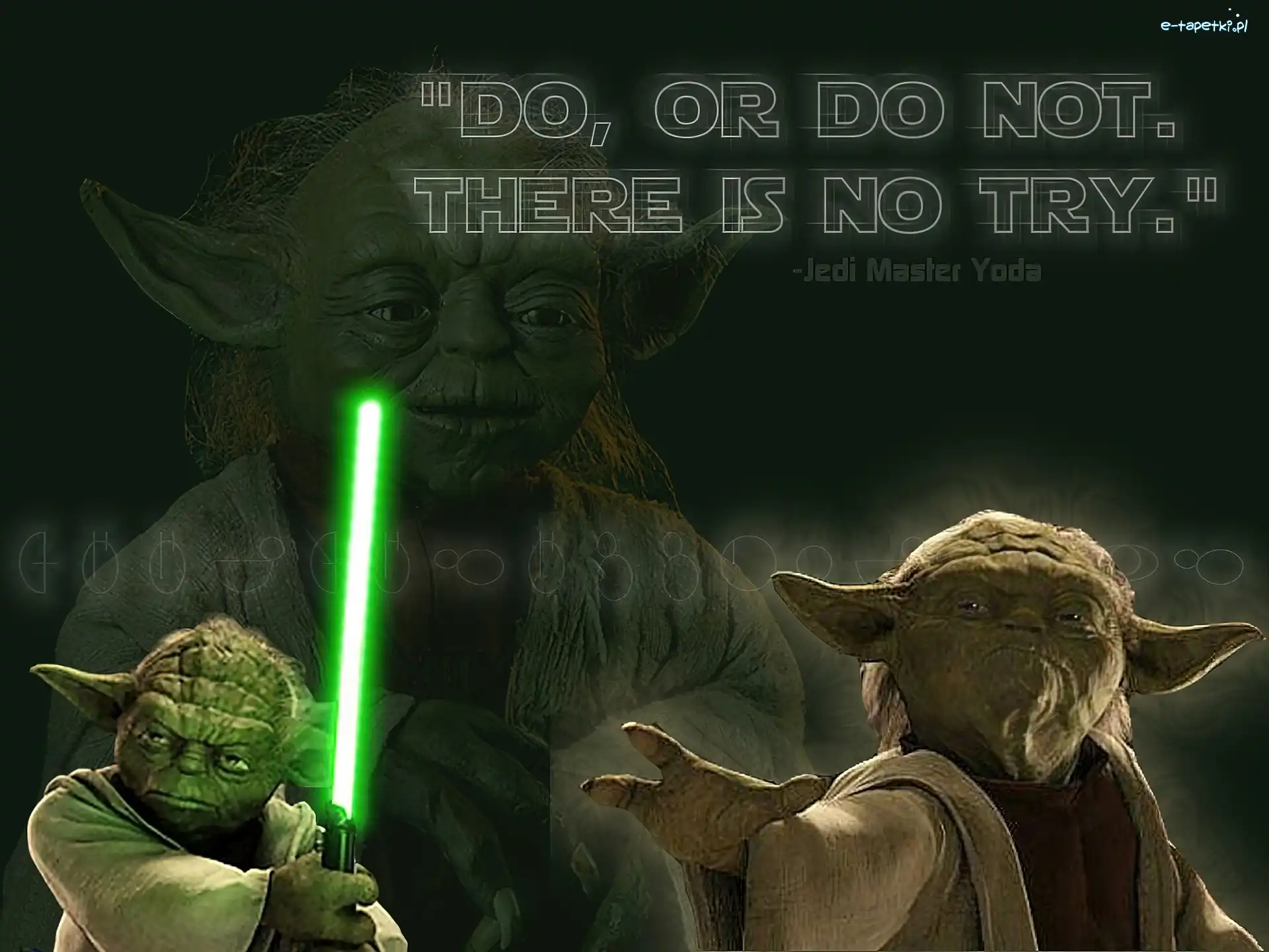 Star Wars, uszy, mistrz Yoda, laser, napisy
