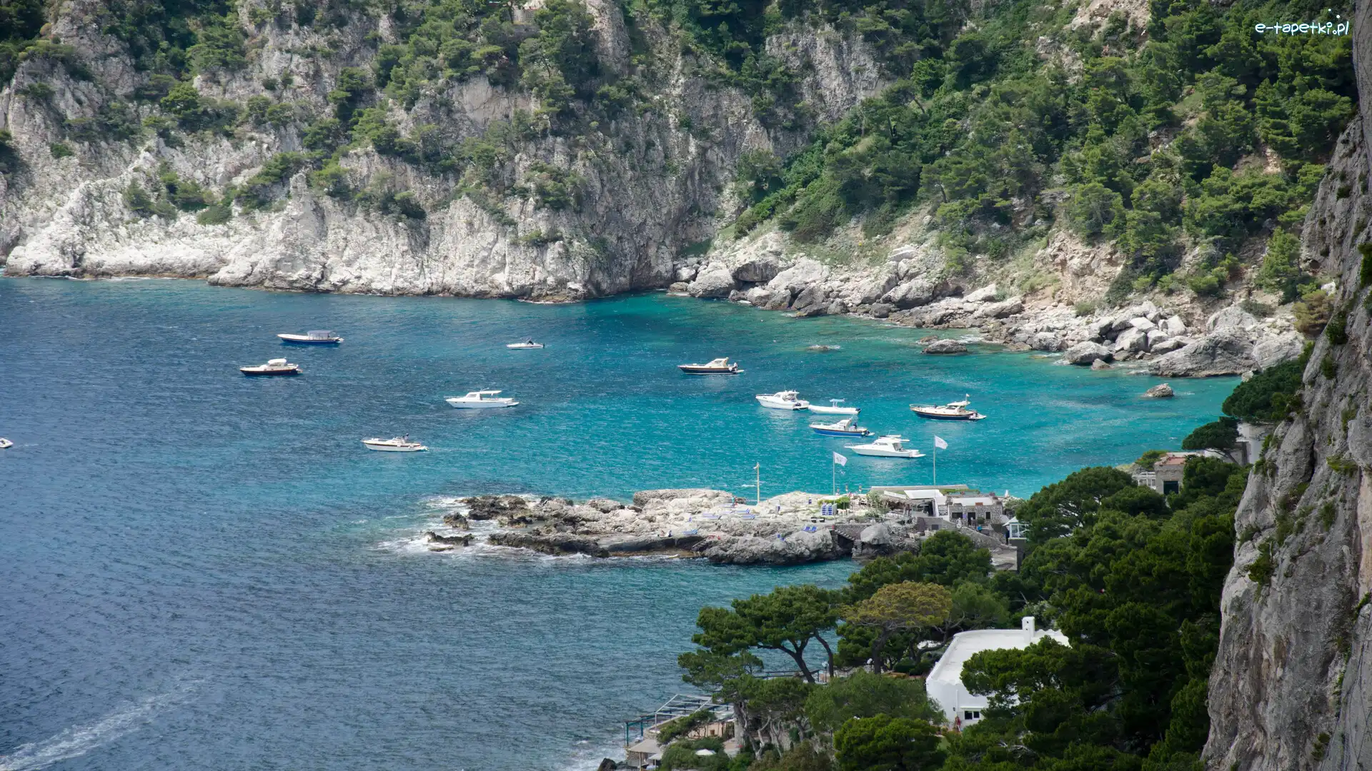 Zatoka, Jachty, Morze, Włochy, Capri