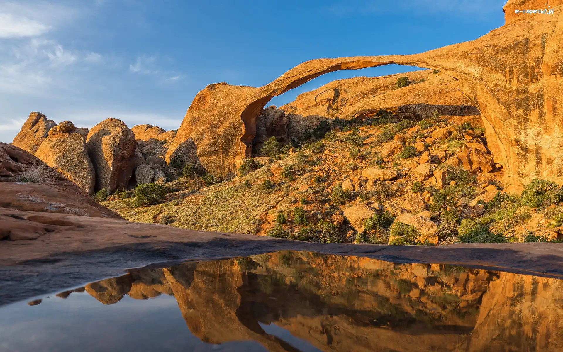 Utah, Landscape Arch, Park Narodowy Arches, Stany Zjednoczone, Łuk skalny, Skały