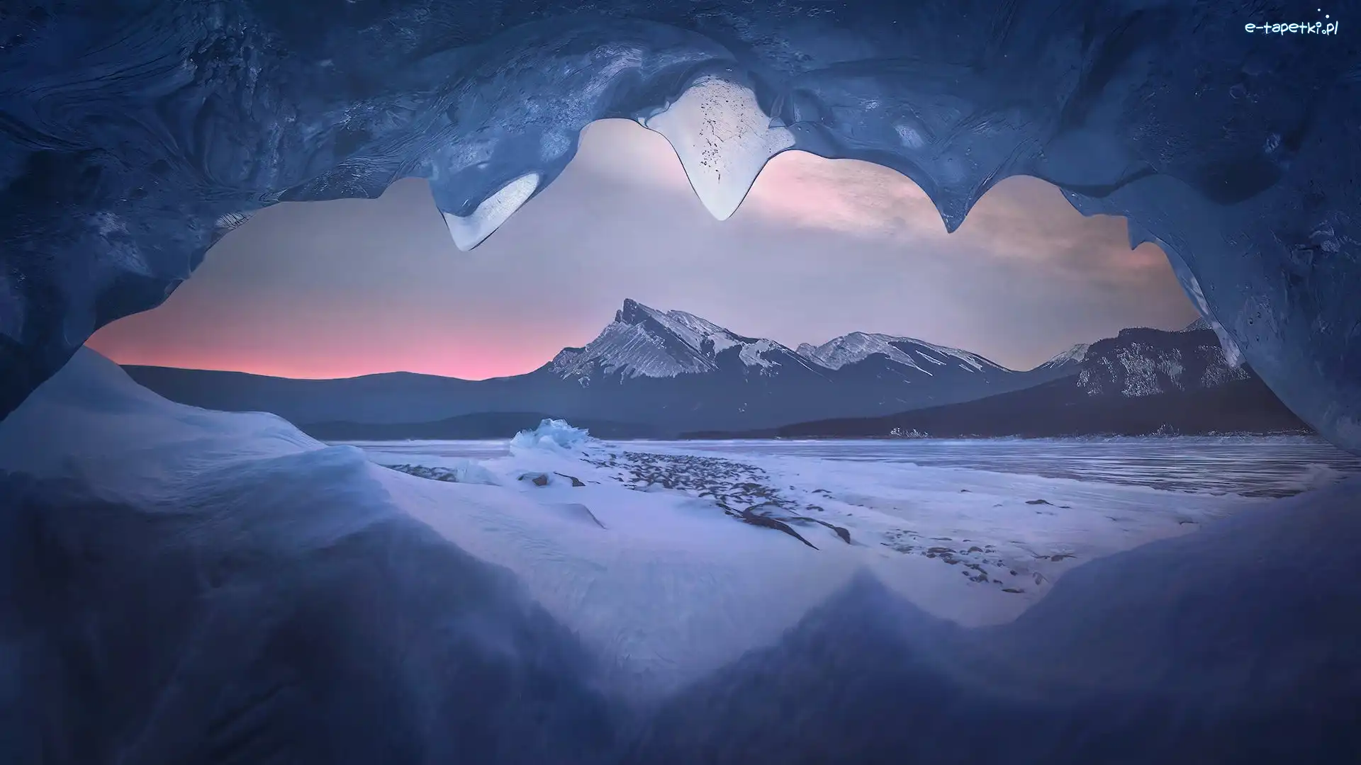 Lód, Zima, Jaskinia, Canadian Rockies, Kanada, Zamarznięte, Abraham Lake, Alberta, Jezioro, Góry, Lodowa