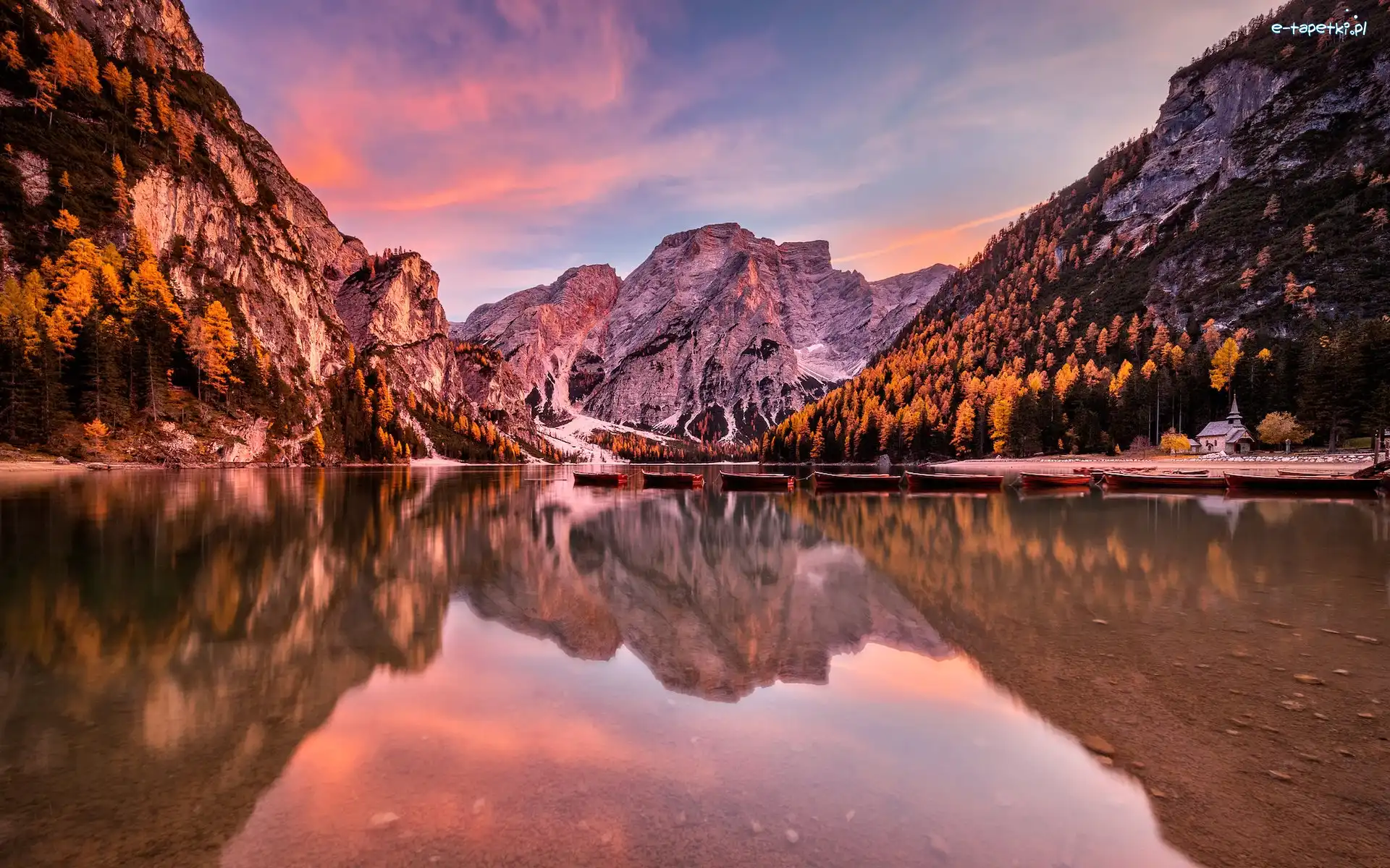 Croda del Becco, Szczyt, Jezioro, Dolomity, Góry, Włochy, Region Trentino, Lago di Braies, Odbicie