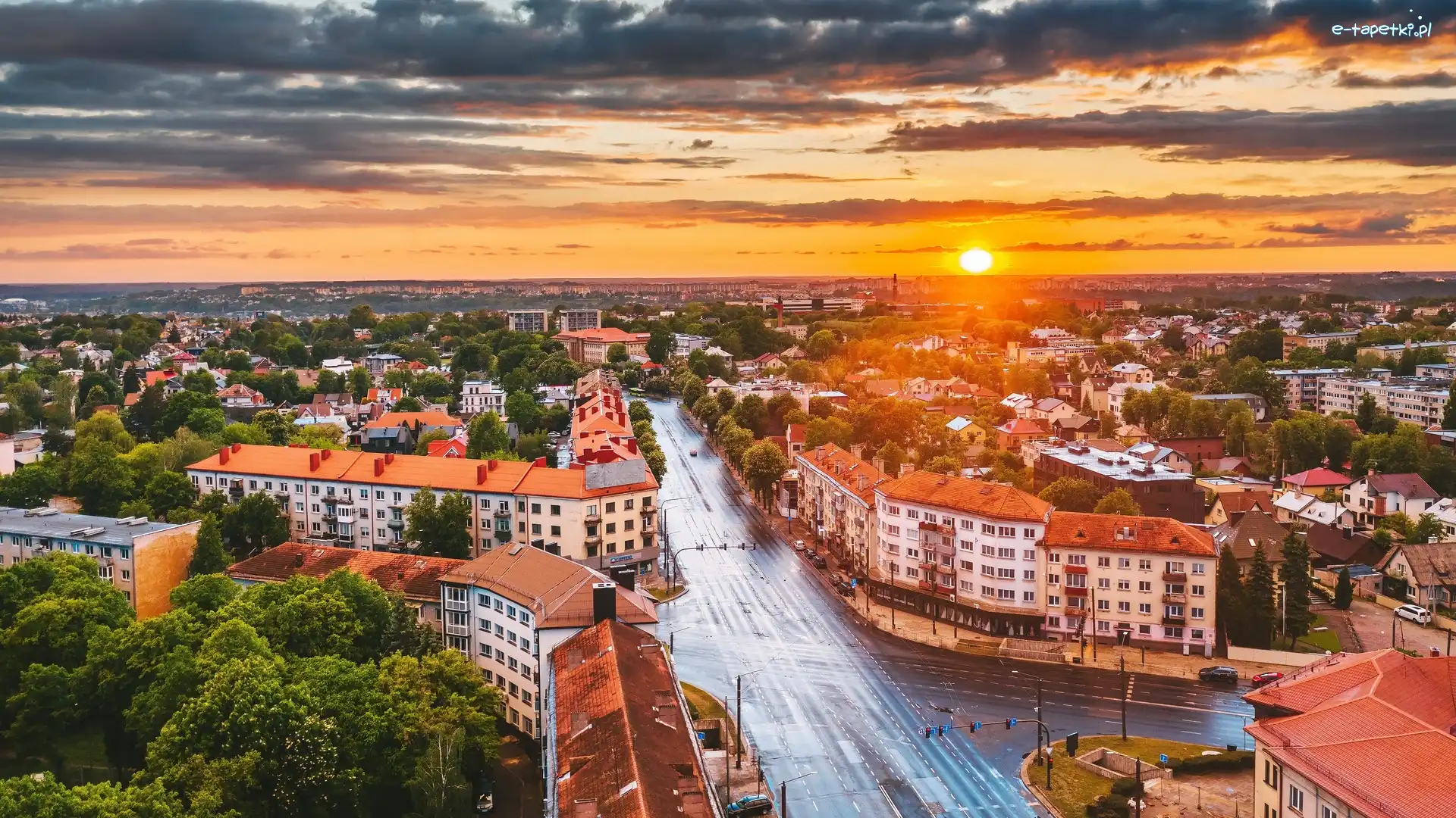 Ulica, Kowno, Domy, Drzewa, Miasto, Litwa