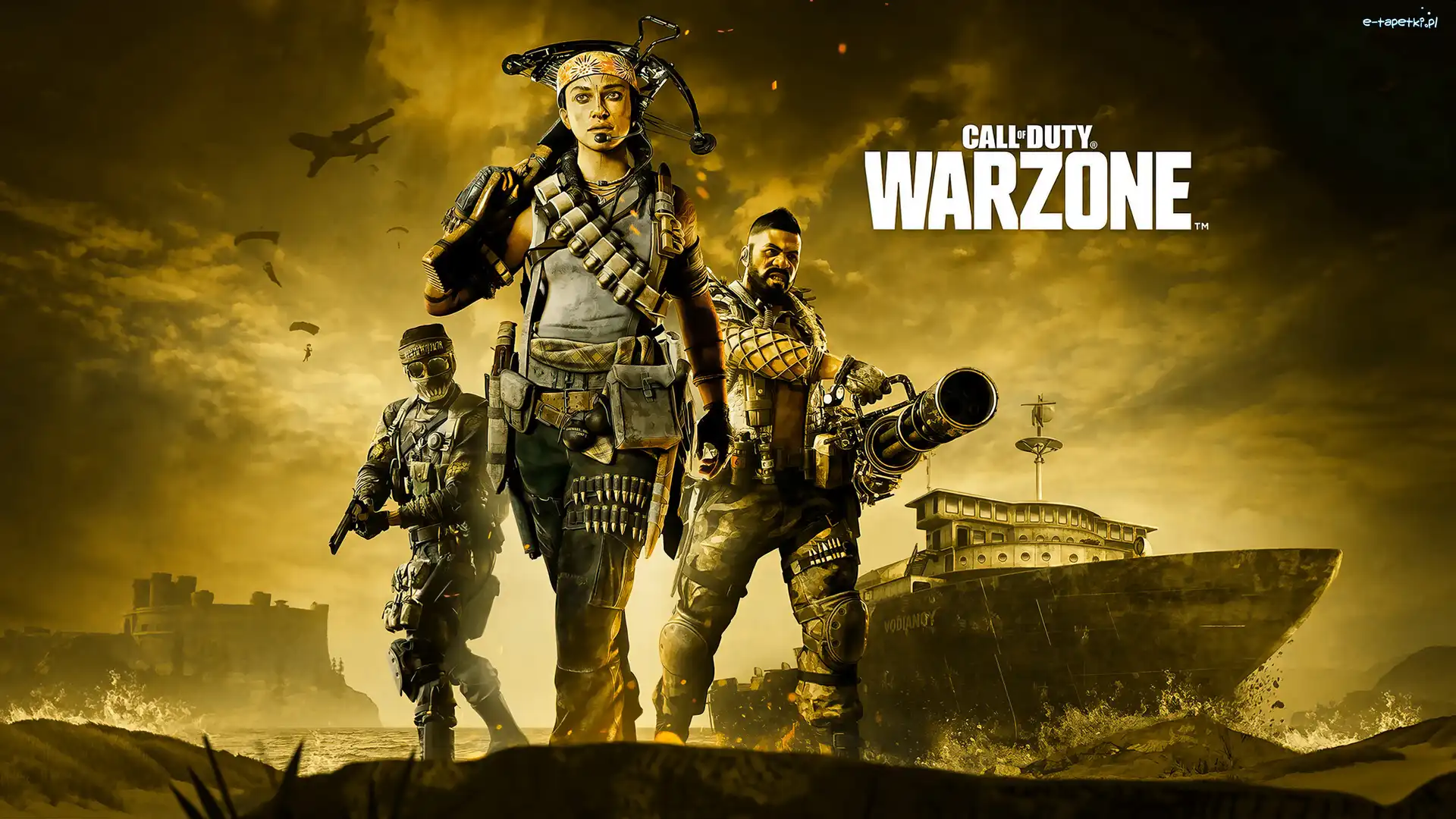 Broń, Kobieta, Mężczyźni, Statek, Call of Duty Warzone, Gra