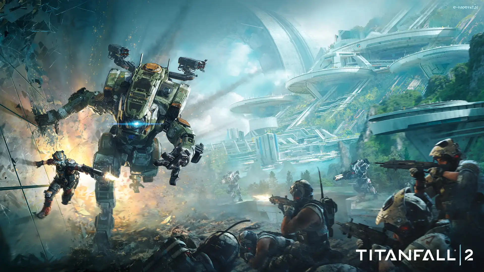 Broń, Żołnierze, Roboty, Walka, Titanfall 2, Gra