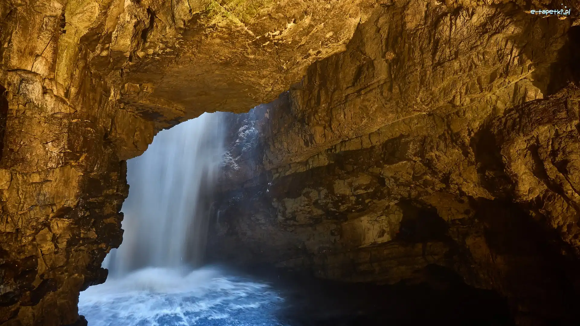 Wodospad, Smoo Cave, Szkocja, Hrabstwo Sutherland, Skały, Rzeka, Durness, Jaskinia