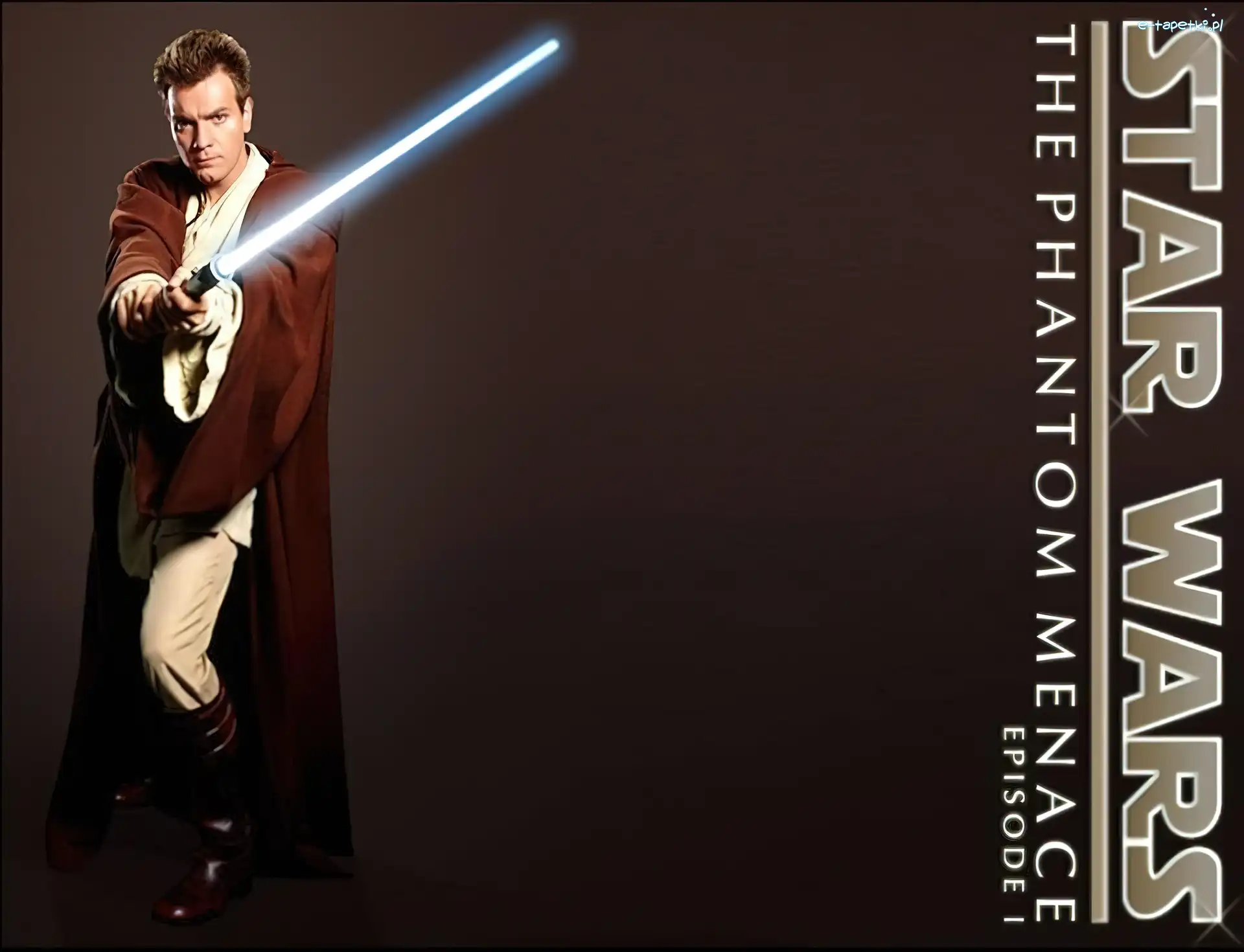 Star Wars, szata, Ewan McGregor, laser, napis