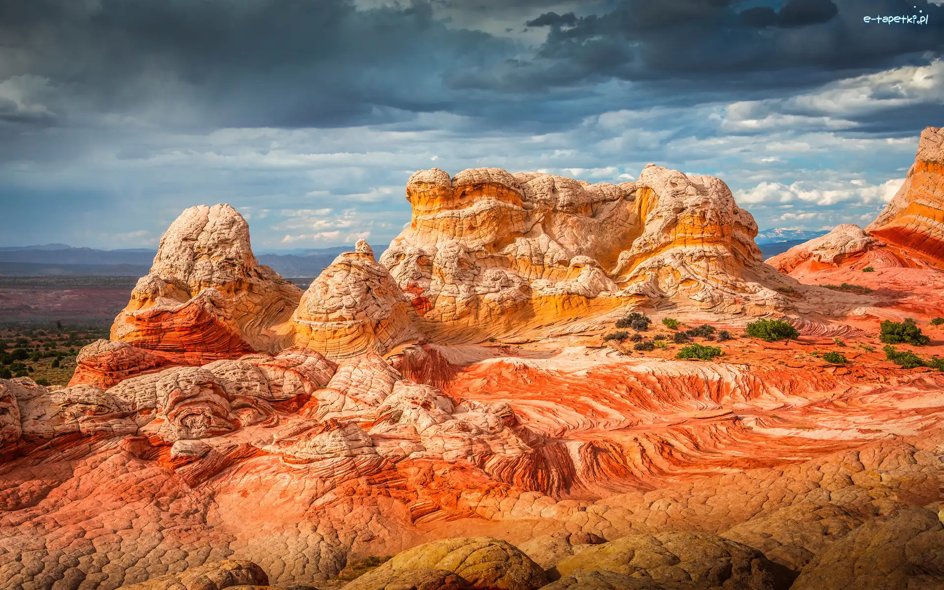 Stany Zjednoczone, White Pocket, Niebo, Skały, Czerwone, Arizona, Vermilion Cliffs