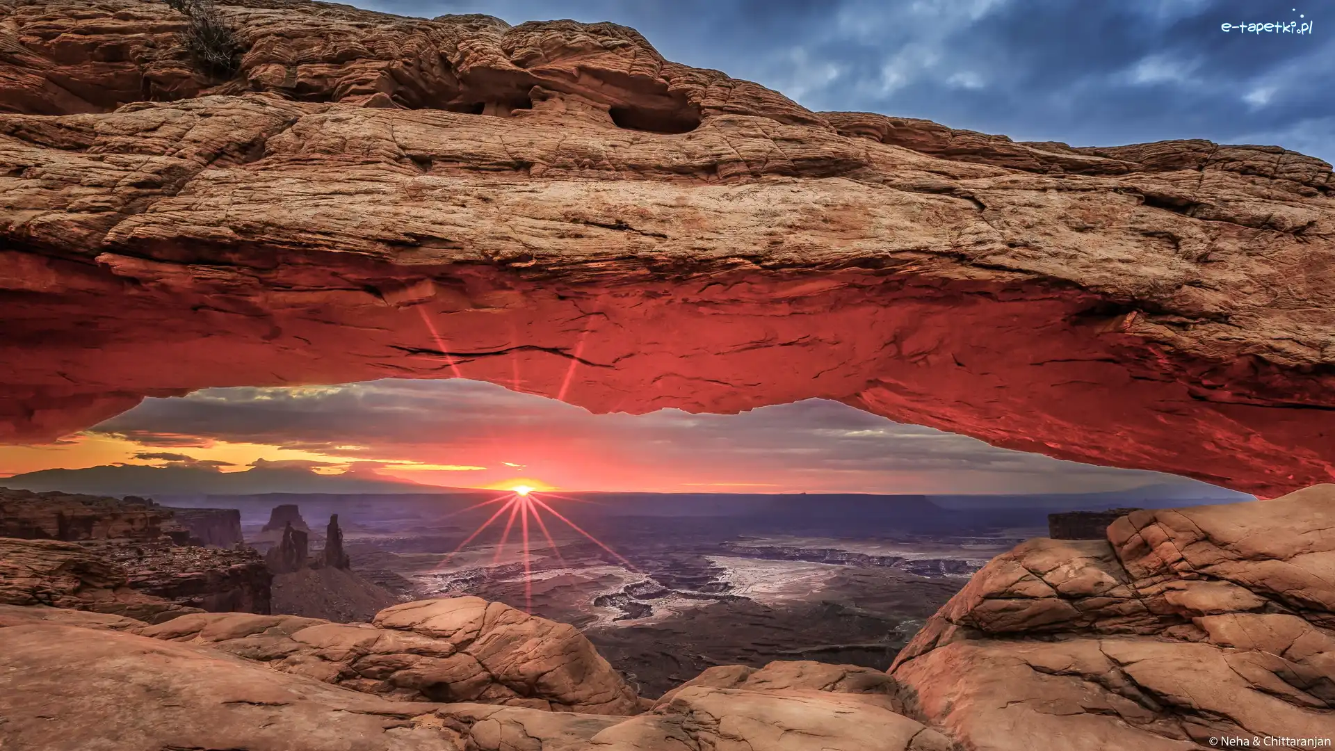 Utah, Skały, Promienie słońca, Stany Zjednoczone, Łuk Mesa Arch, Park Narodowy Canyonlands