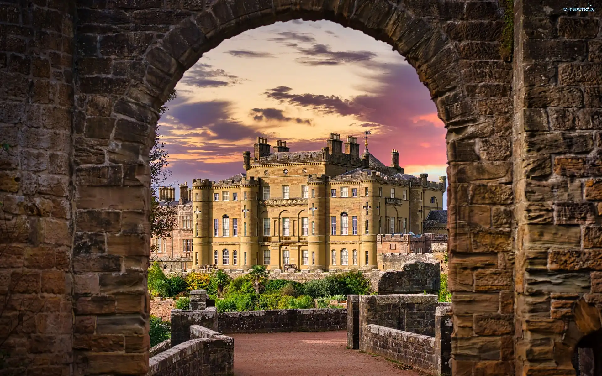 Szkocja, Mury, Łuk, Culzean Castle, Zamek, Maybole, Chmury