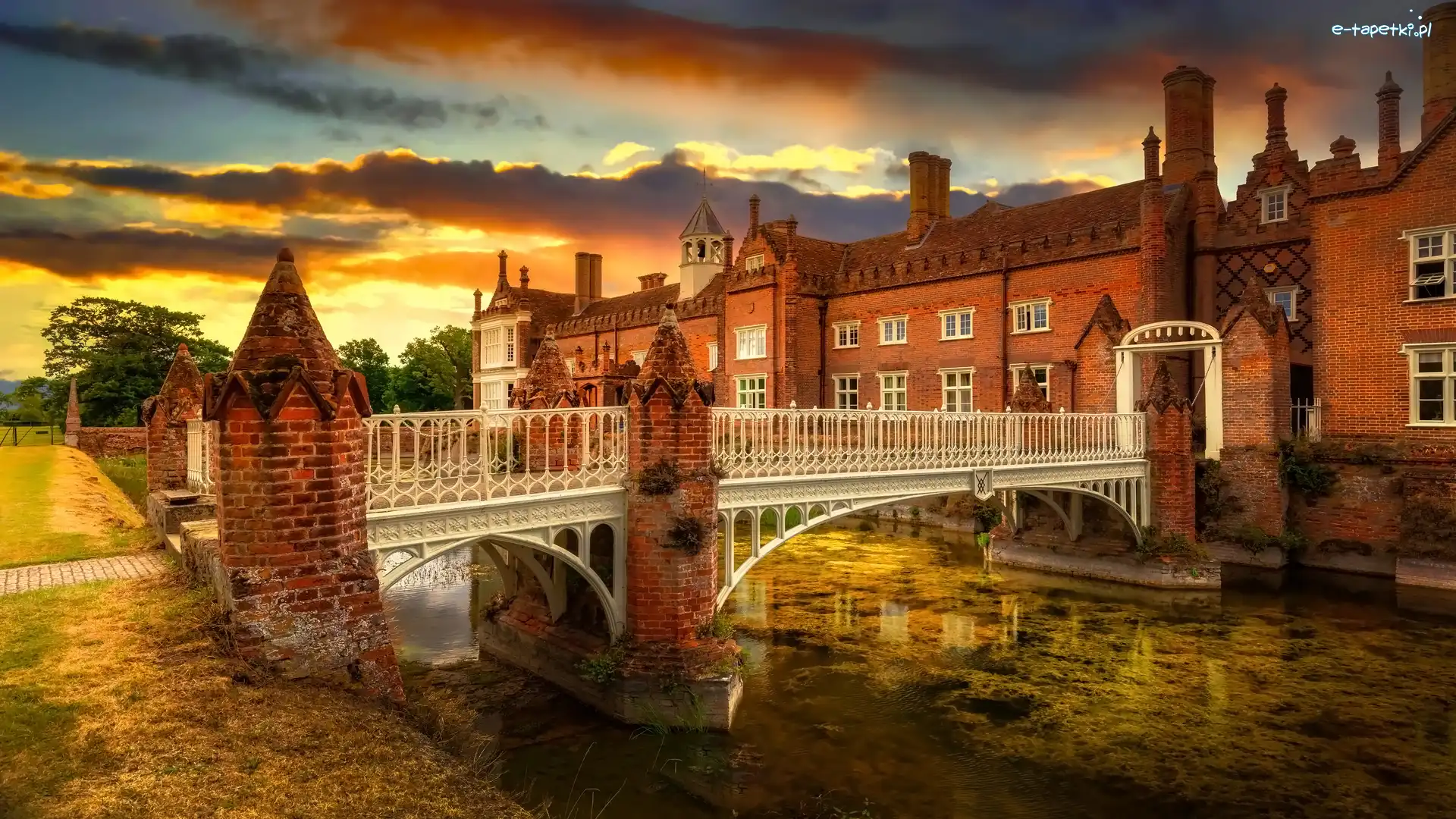 Most, Halmingham Hall, Suffolk, Dworek, Dom, Fosa, Anglia