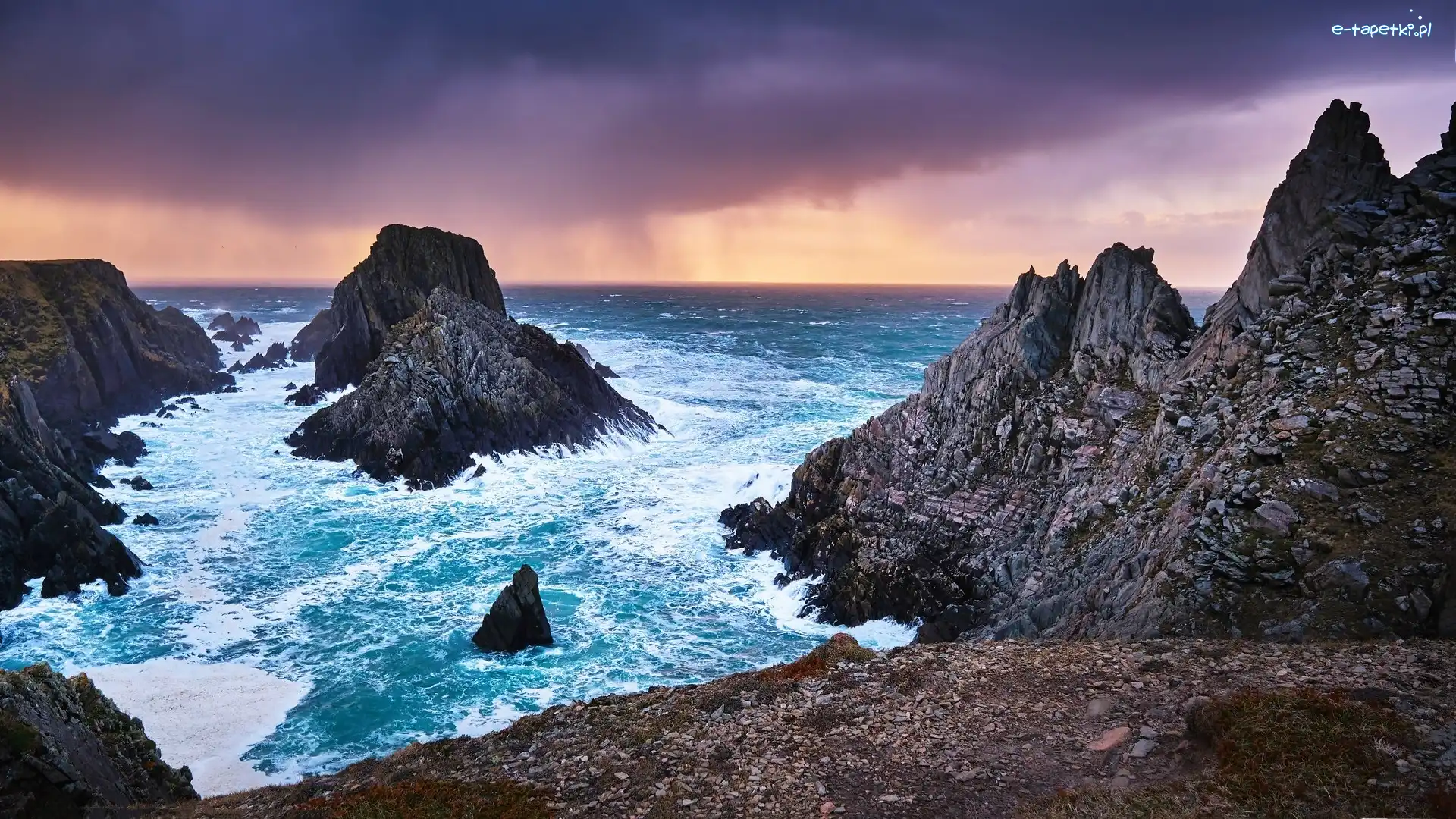 Donegal, Skały, Przylądek Malin Head, Irlandia, Chmury, Morze