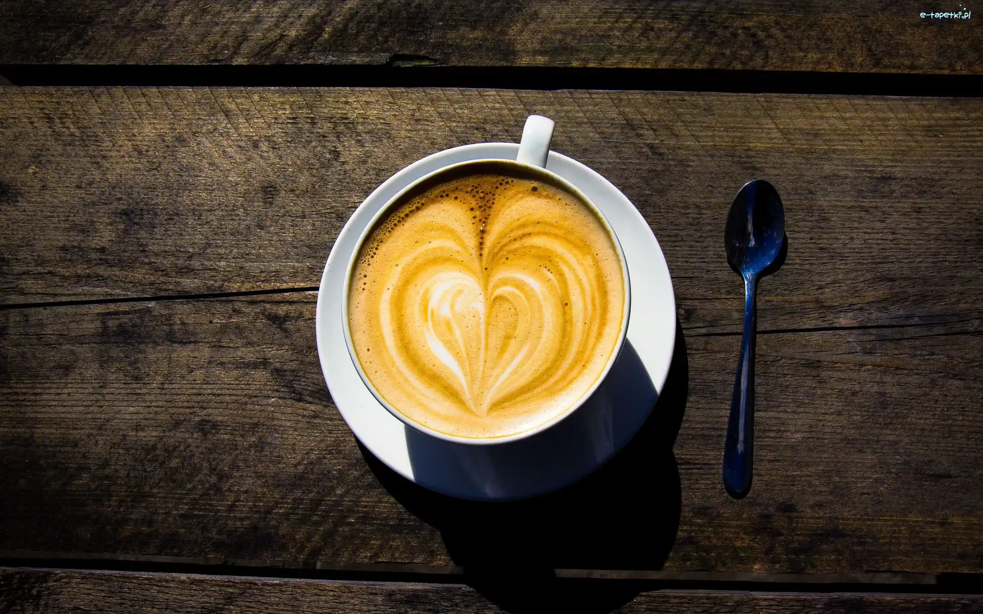 Kawa, Filiżanka, Cappuccino, Serce, Łyżeczka