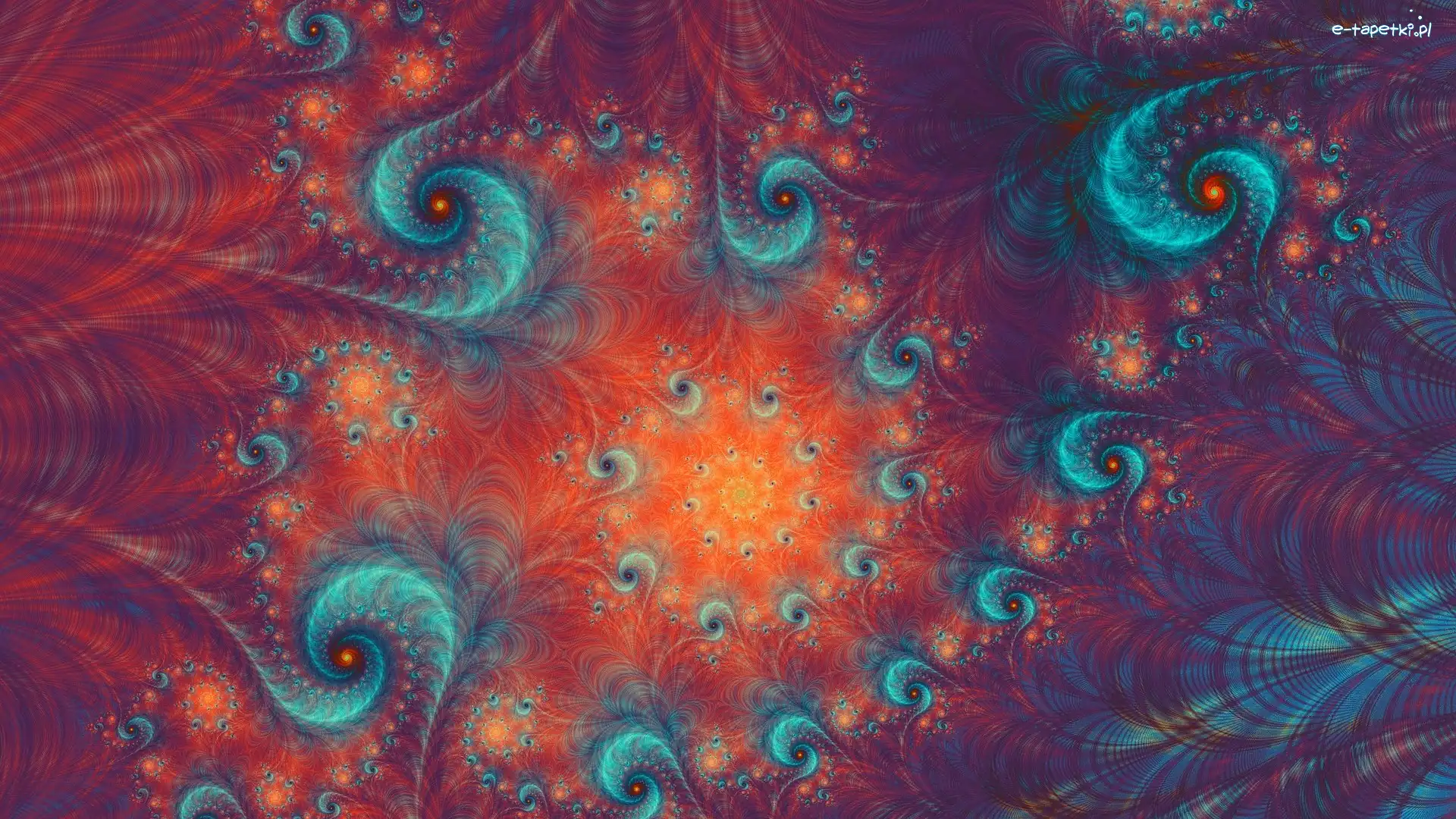 Niebieskie, Wzory, Spirale, Fraktal, Grafika