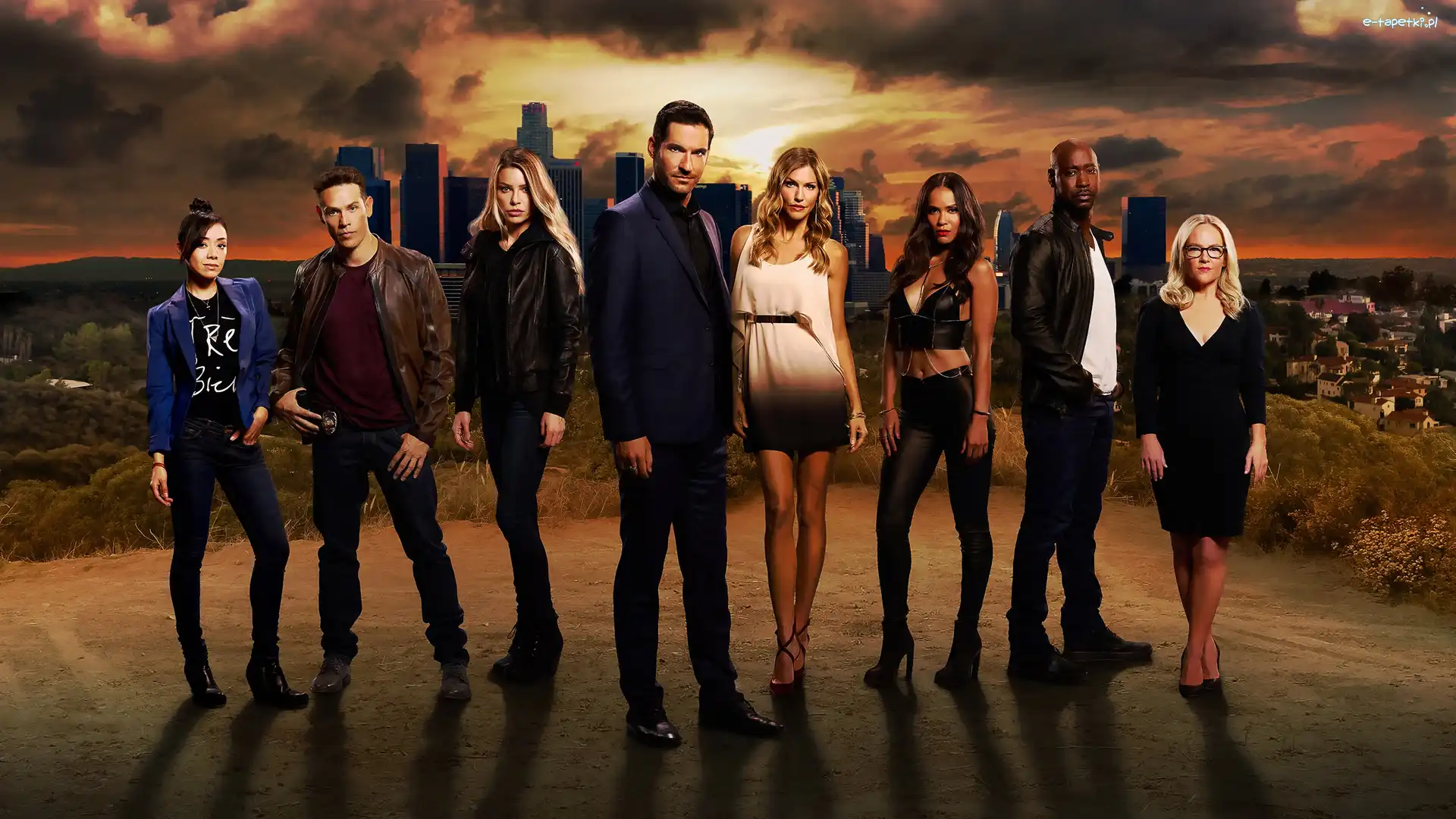 Tom Ellis, Lucifer, Kevin Alejandro, Tricia Helfer, Lesley-Ann Brandt, Seriale, Aktorki, Lauren German, Lucyfer, Filmowe, Aimee Garcia, Rachael Harris, DB Woodside, Aktorzy