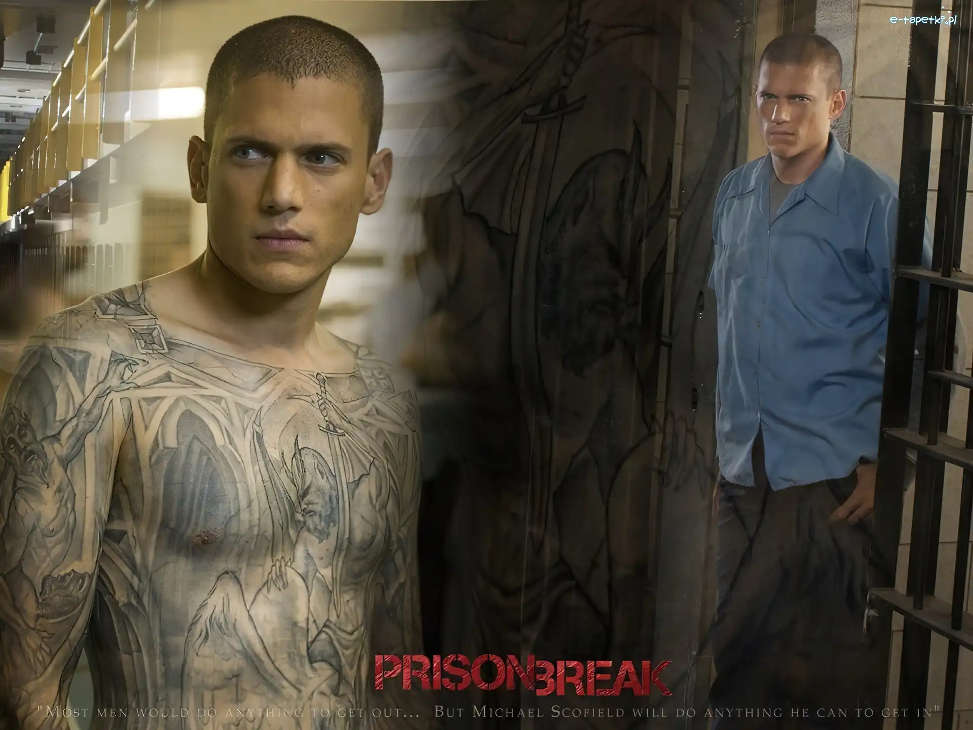 Prison Break, Wentworth Miller, Skazany na śmierć, szkic, tatuaż