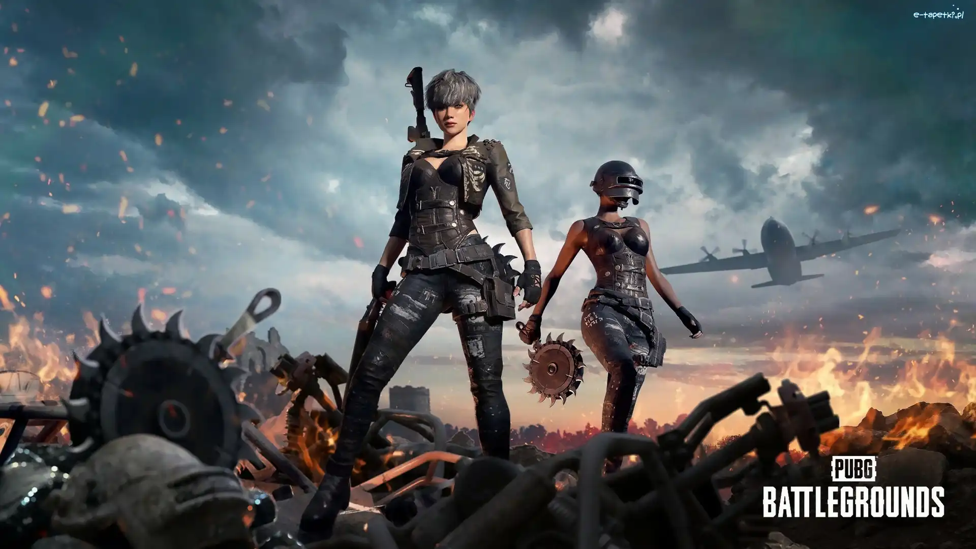 Samolot, Postacie, Kobiety, PUBG Battlegrounds, Gra, Złom, Pobojowisko