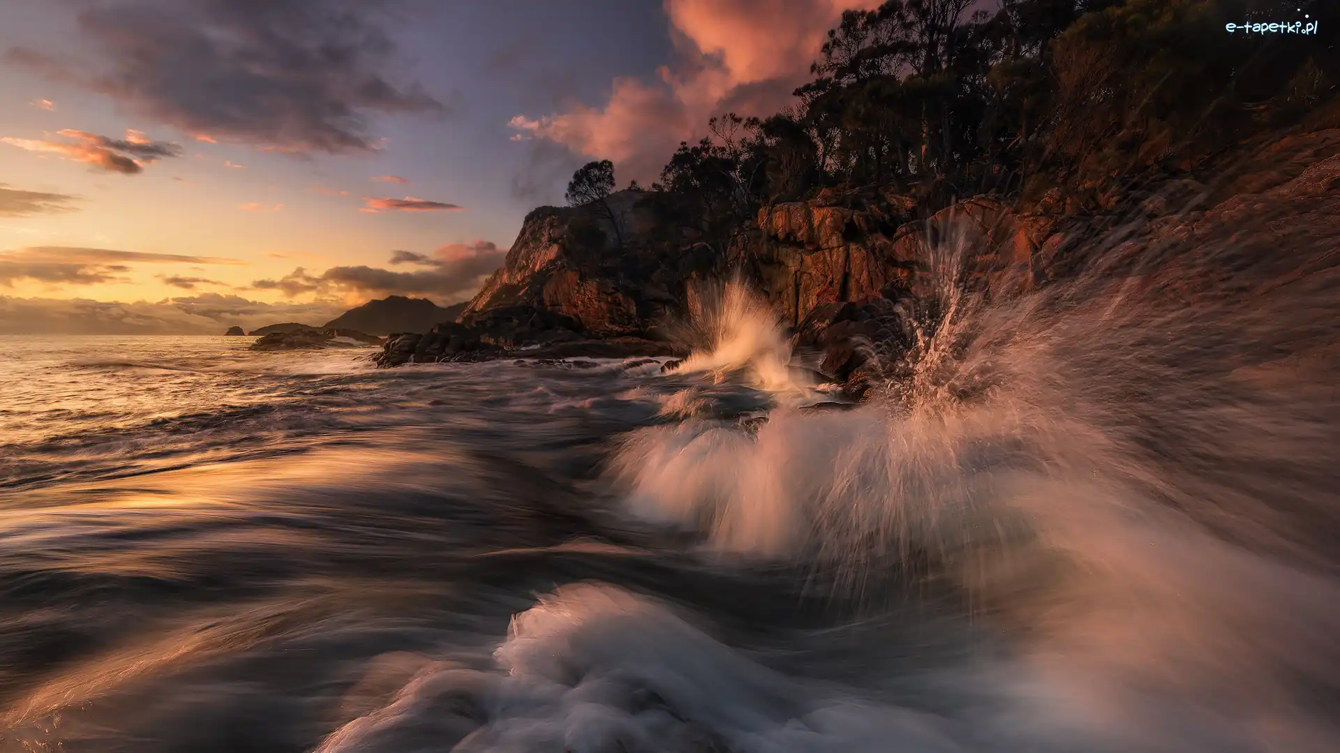 Tasmania, Fale, Park Narodowy Freycineta, Australia, Skały, Morze