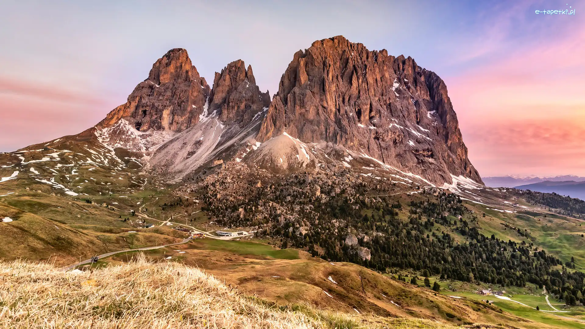 Ścieżki, Sella Pass, Masyw Sella, Przełęcz, Włochy, Dolomity, Góry