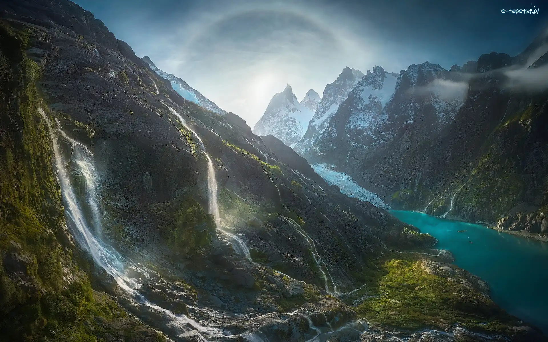 Lodowiec, Patagonia, Wodospady, Dolina, Fiord Las Mountains, Bernal glacier, Góry, Chile