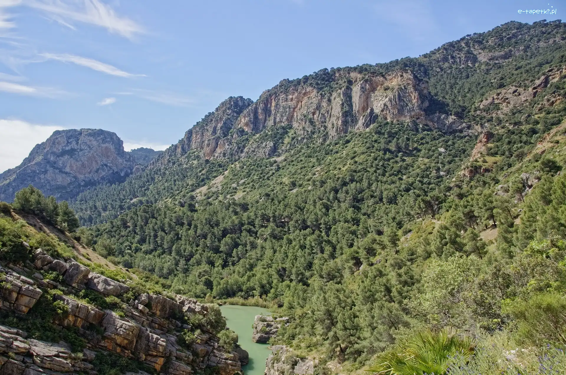 Wąwóz, Rzeka Guadalhorce, Góry, Hiszpania, Prowincja Malaga