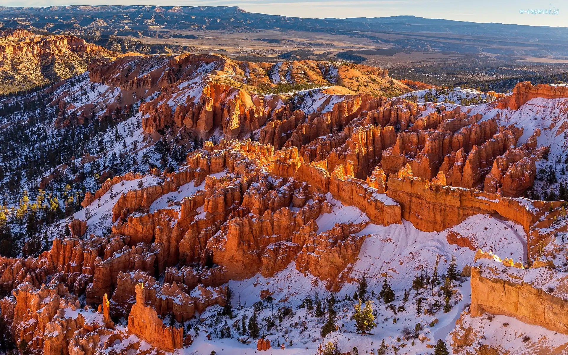 Utah, Śnieg, Park Narodowy Bryce Canyon, Stany zjednoczone, Skały, Góry