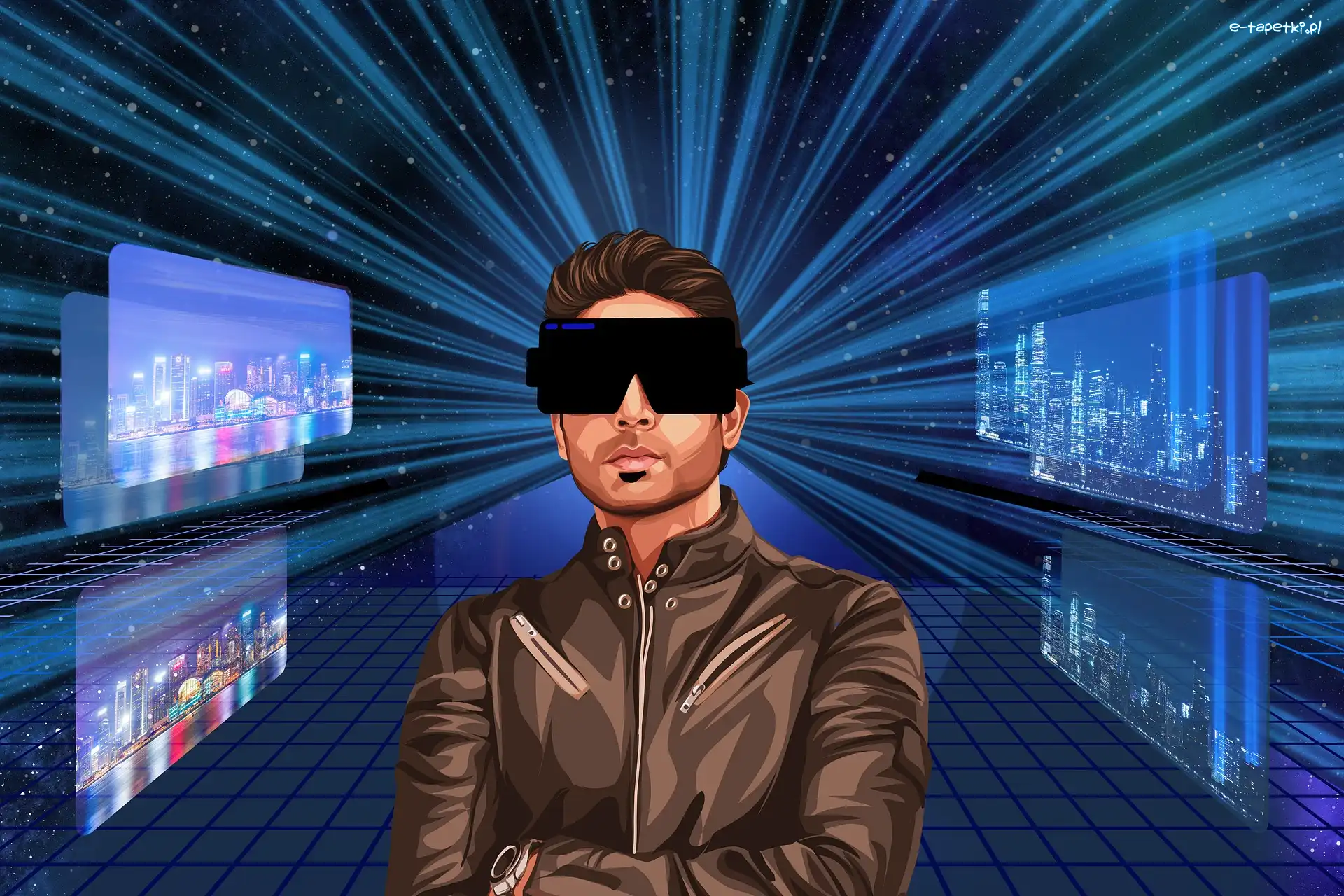Mężczyzna, Internet, Miasta, 2D
