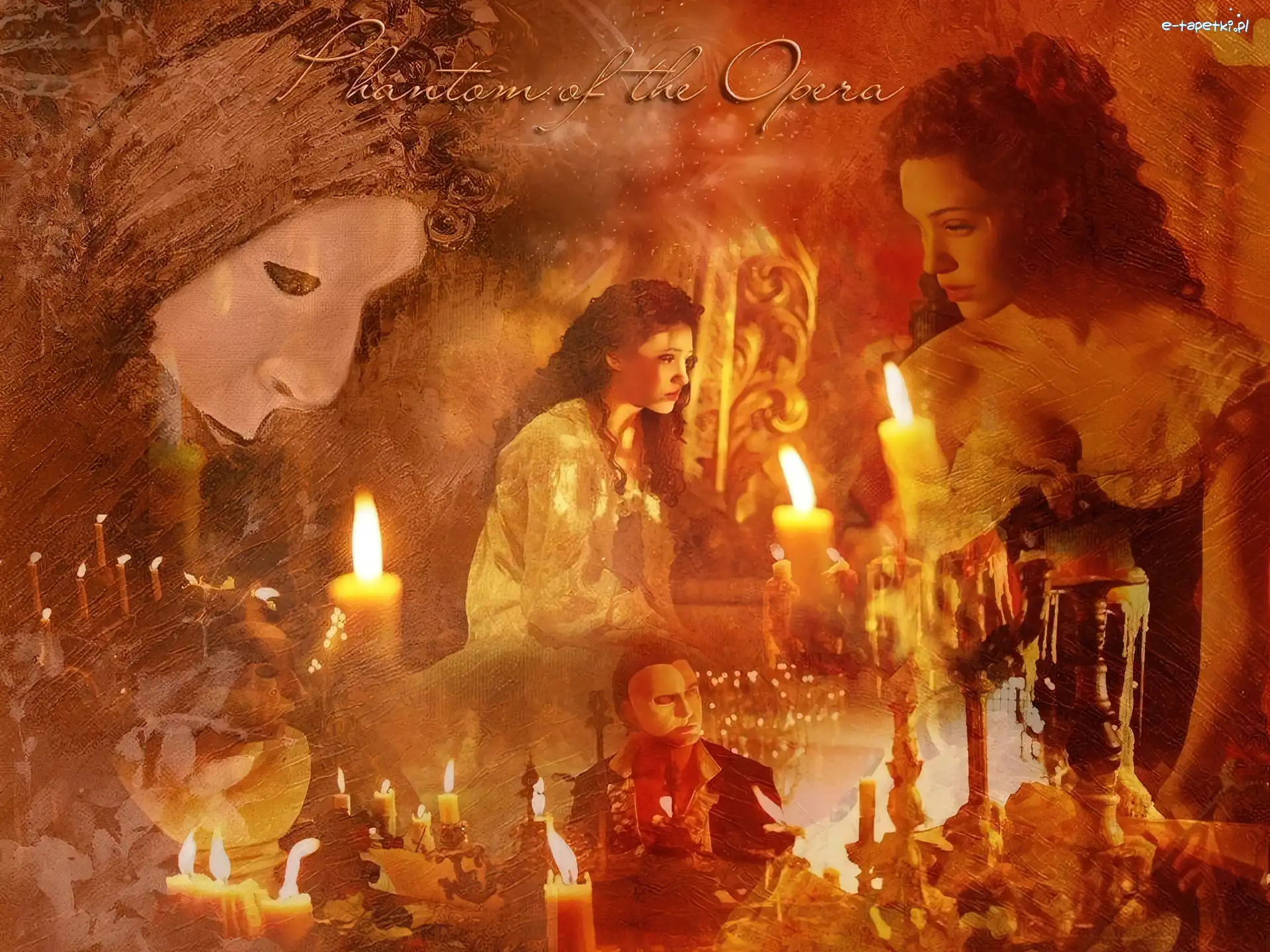 Phantom Of The Opera, smutna, Emmy Rossum, maska, świece