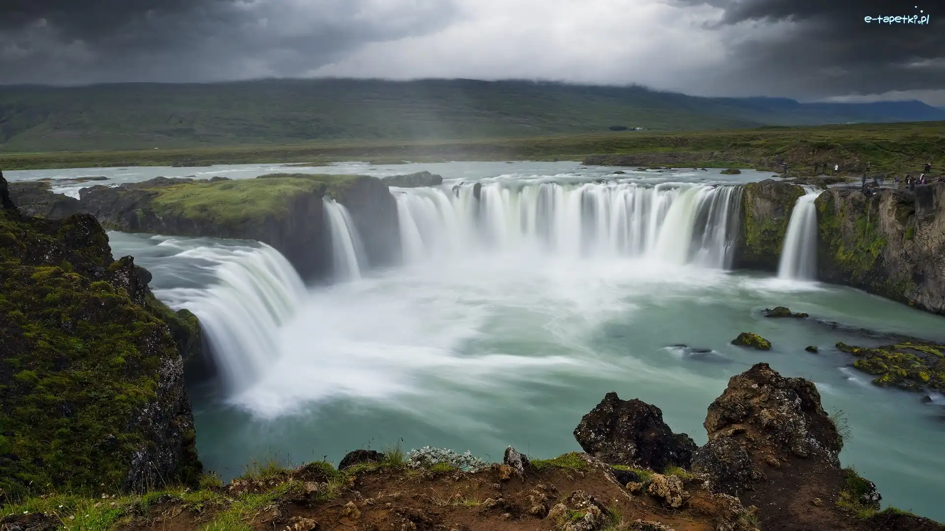 Islandia, Godafoss, Wodospad, Rzeka, Skały