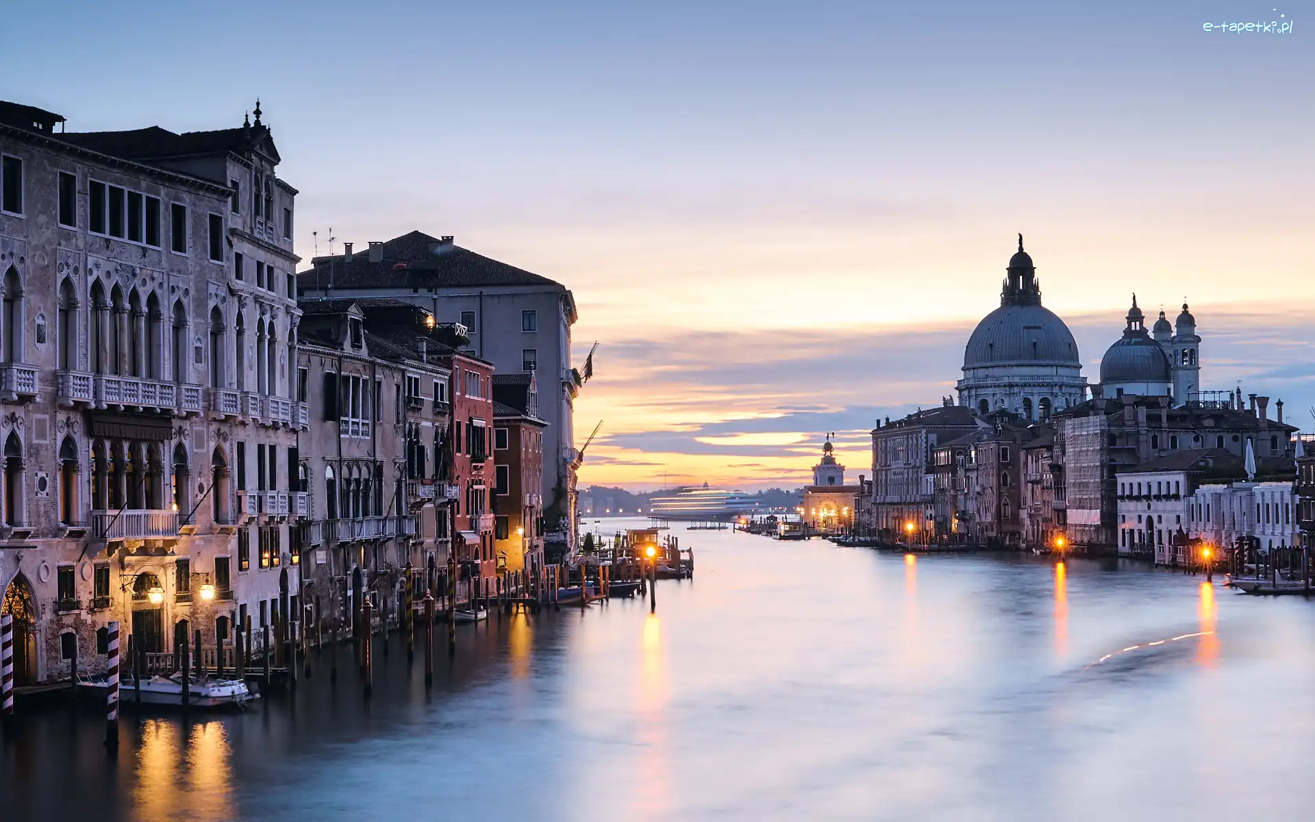 Gondole, Kanał, Włochy, Santa Maria della Salute, Canal Grande, Kościół, Bazylika, Wenecja
