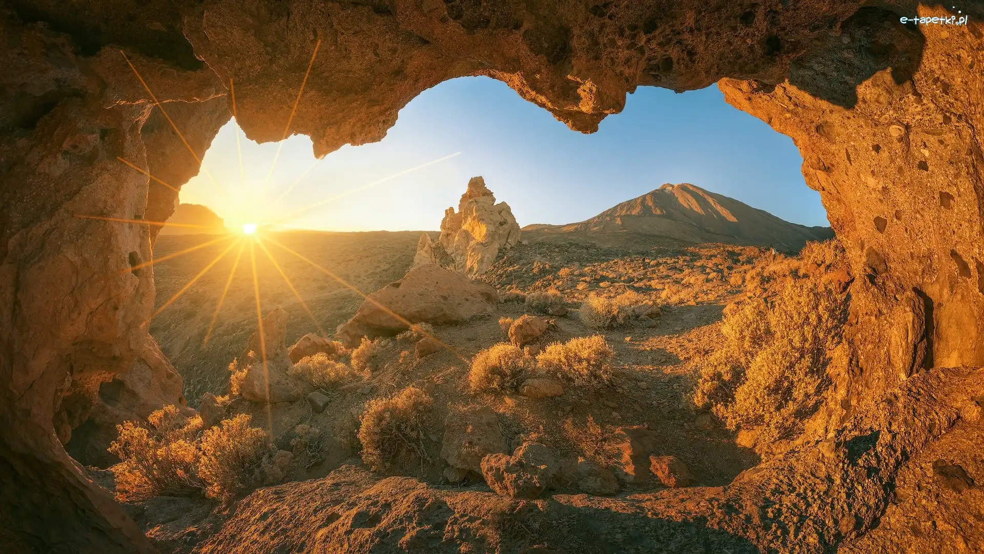 Teide, Teneryfa, Skały, Promienie słońca, Wyspy Kanaryjskie, Hiszpania