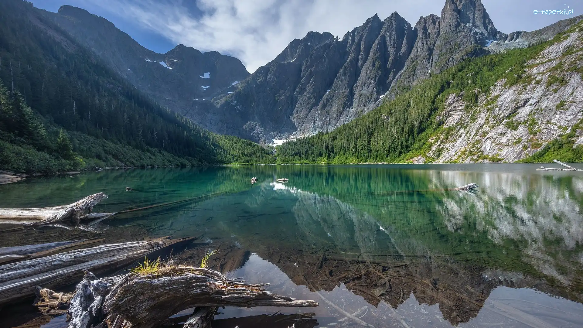Kanada, Landslide Lake, Skały, Jezioro, Góry, Kolumbia Brytyjska, Lasy