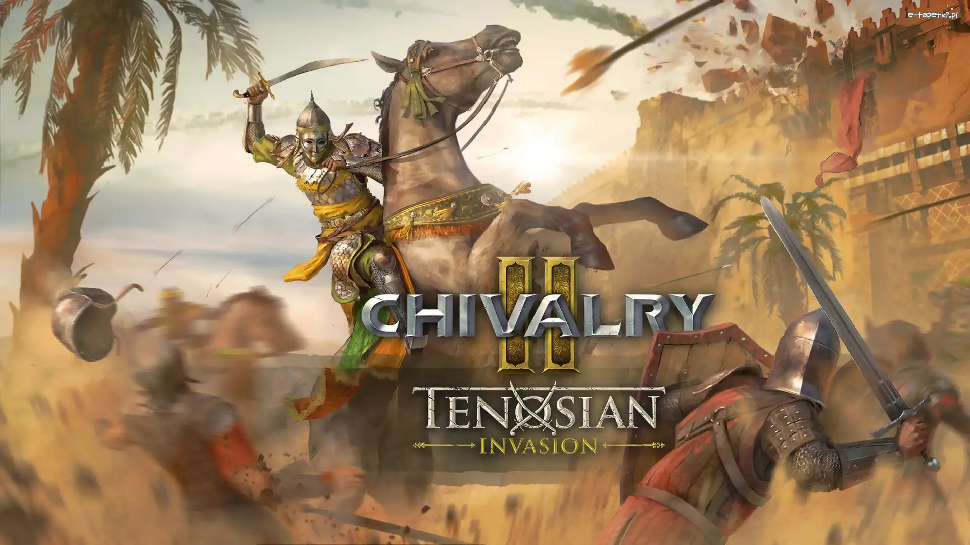 Plakat, Rycerze, Koń, Chivalry 2 Tenosian Invasion, Gra, Zamek, Walka