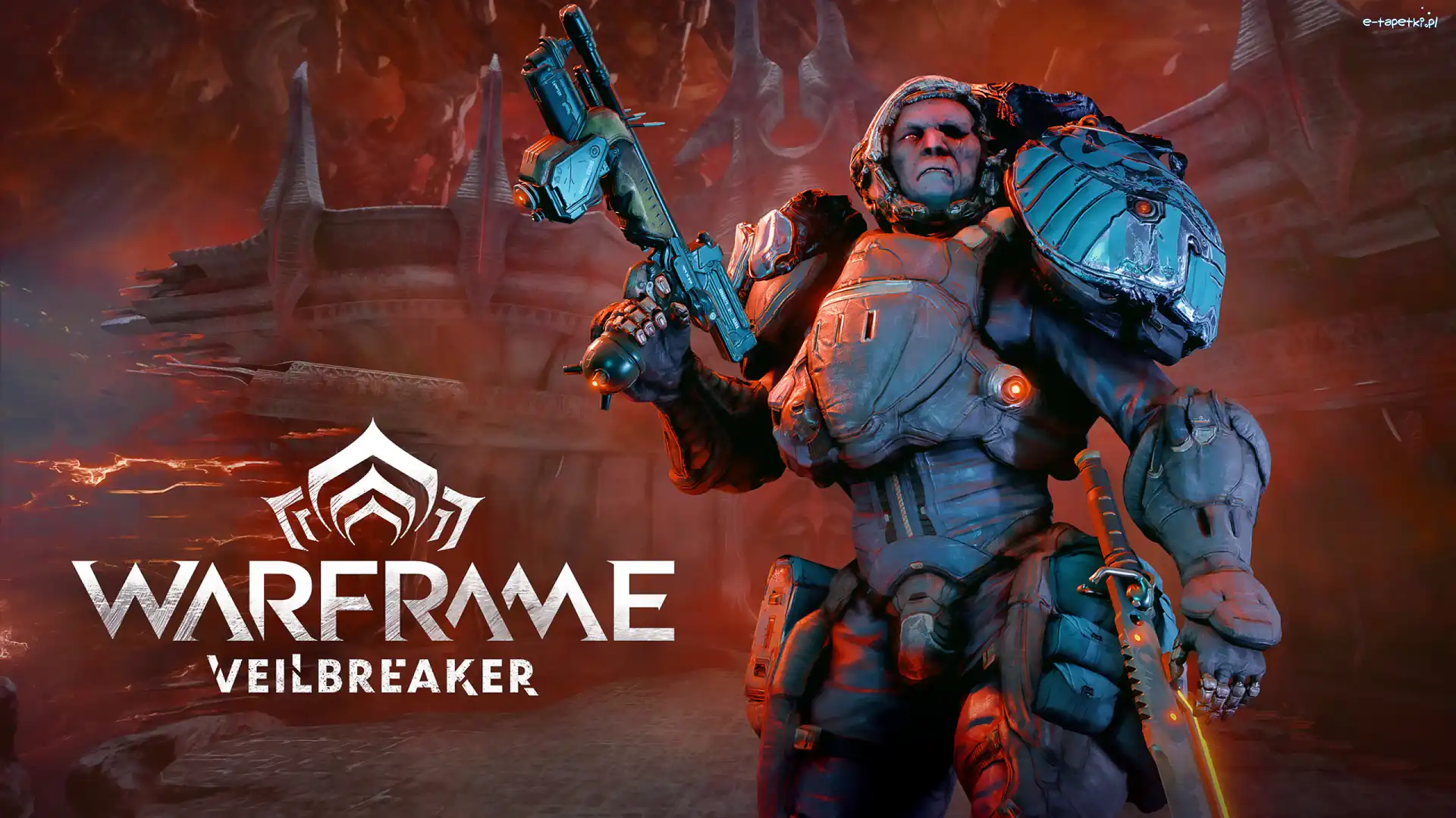 Plakat, Postać, Wojownik, Warframe Veilbreaker, Gra, Miecz, Karabin