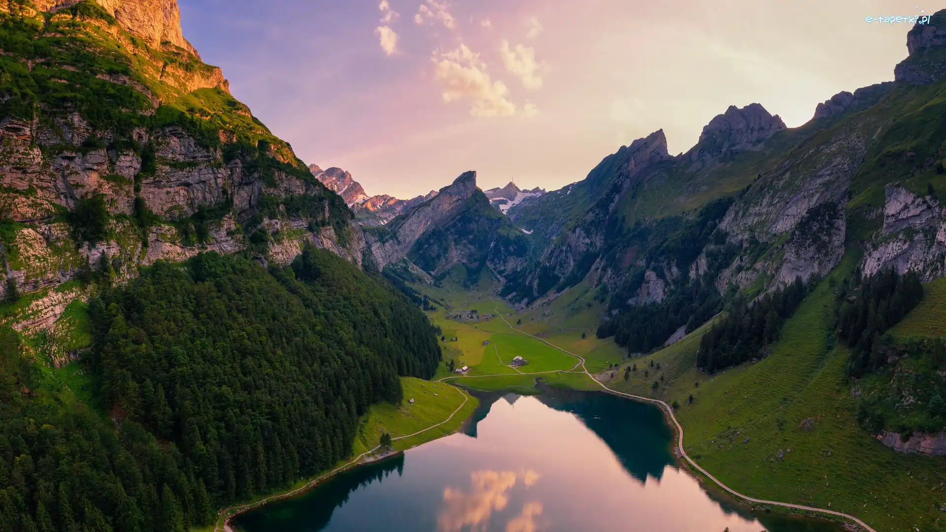 Skały, Alpy, Jezioro Seealpsee, Odbicie, Góry, Szwajcaria