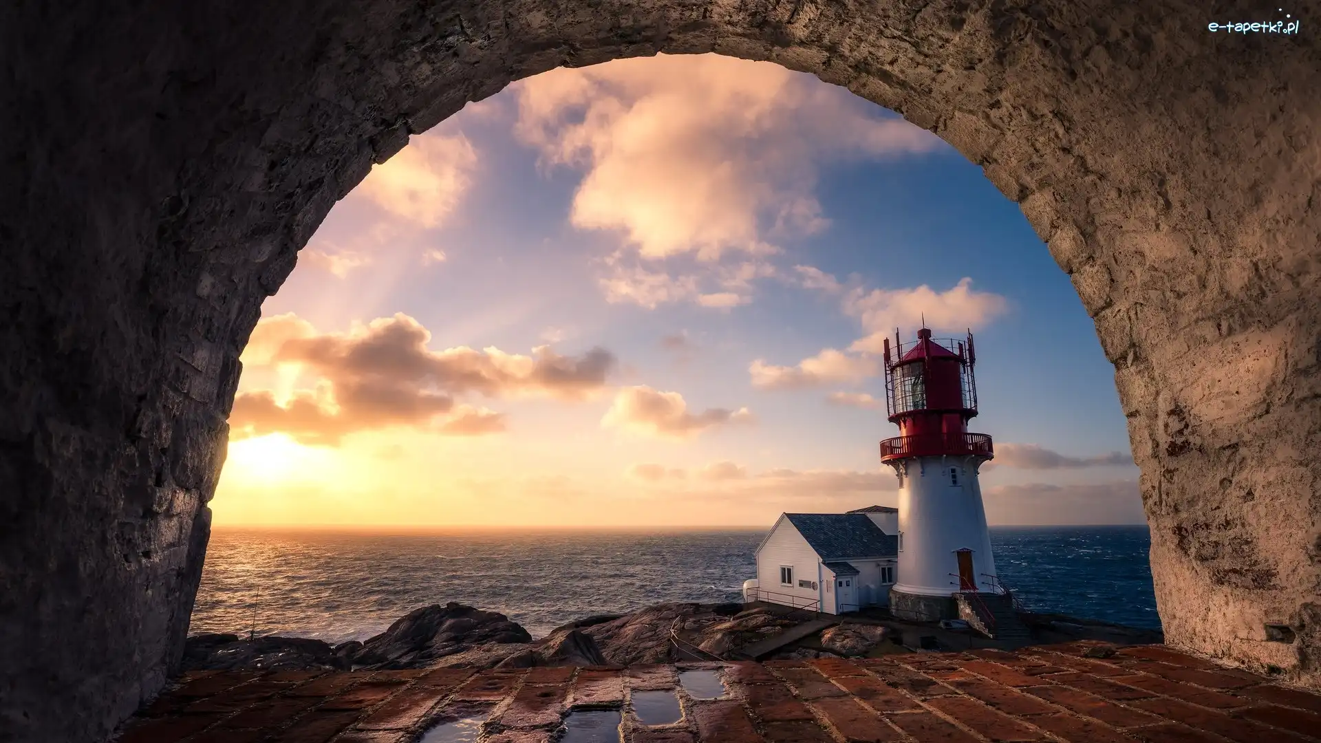 Latarnia morska, Łuk, Norwegia, Lindesnes, Morze, Lindesnes Lighthouse, Dom, Skały