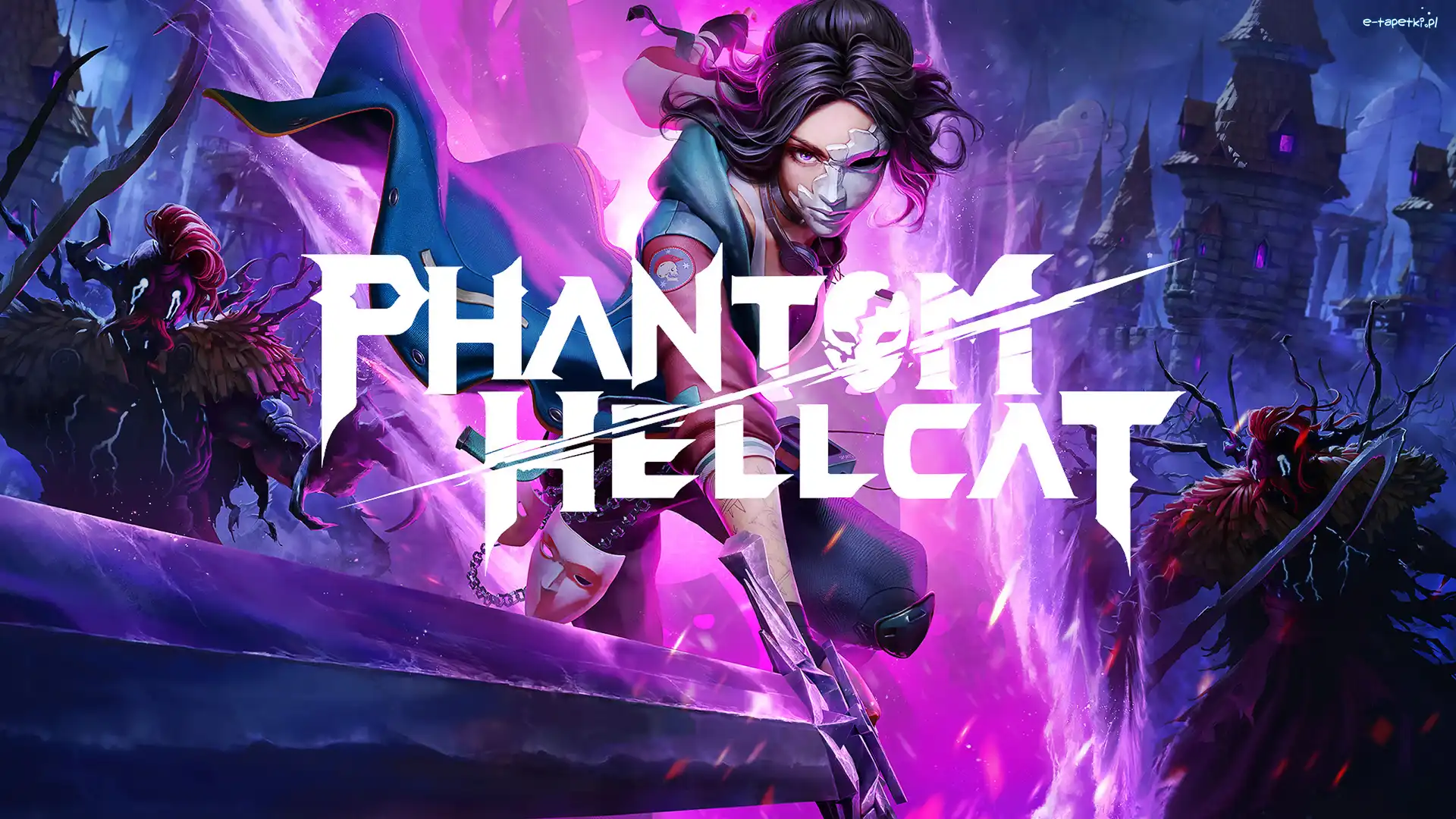 Kobieta, Phantom Hellcat, Plakat, Zamek, Postać, Miecz, Potwory, Gra