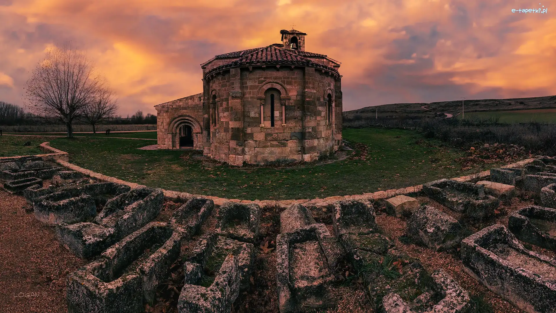 La Asuncion de María, Duraton, Kościół, Drzewa, Segovia, Hiszpania
