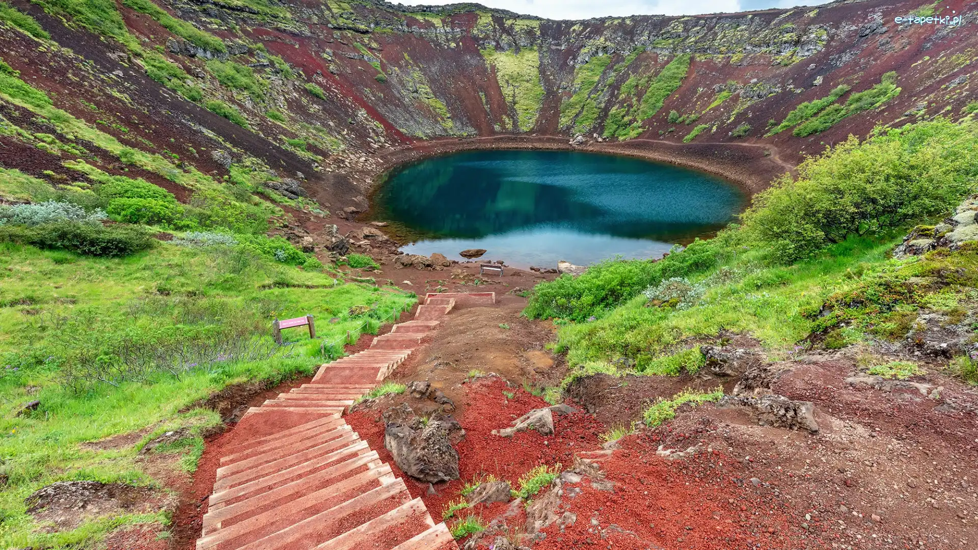 Wulkan Grimsnes, Jezioro Kerid, Schody, Islandia