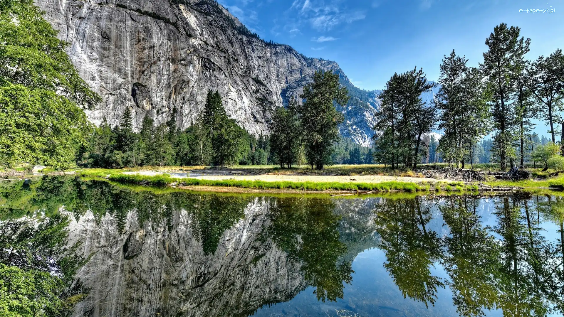 Stany Zjednoczone, Merced River, Drzewa, Rzeka, Góry, Kalifornia, Park Narodowy Yosemite